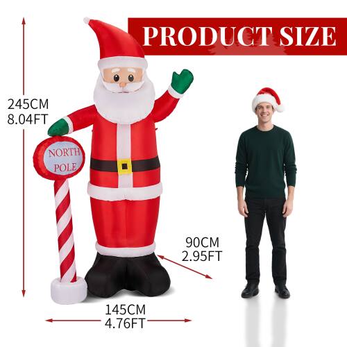 PRODUCT SIZE  
245CM 8.04FT  
NORTH POLE 90CM 2.95FT  
145CM 4.76FT
