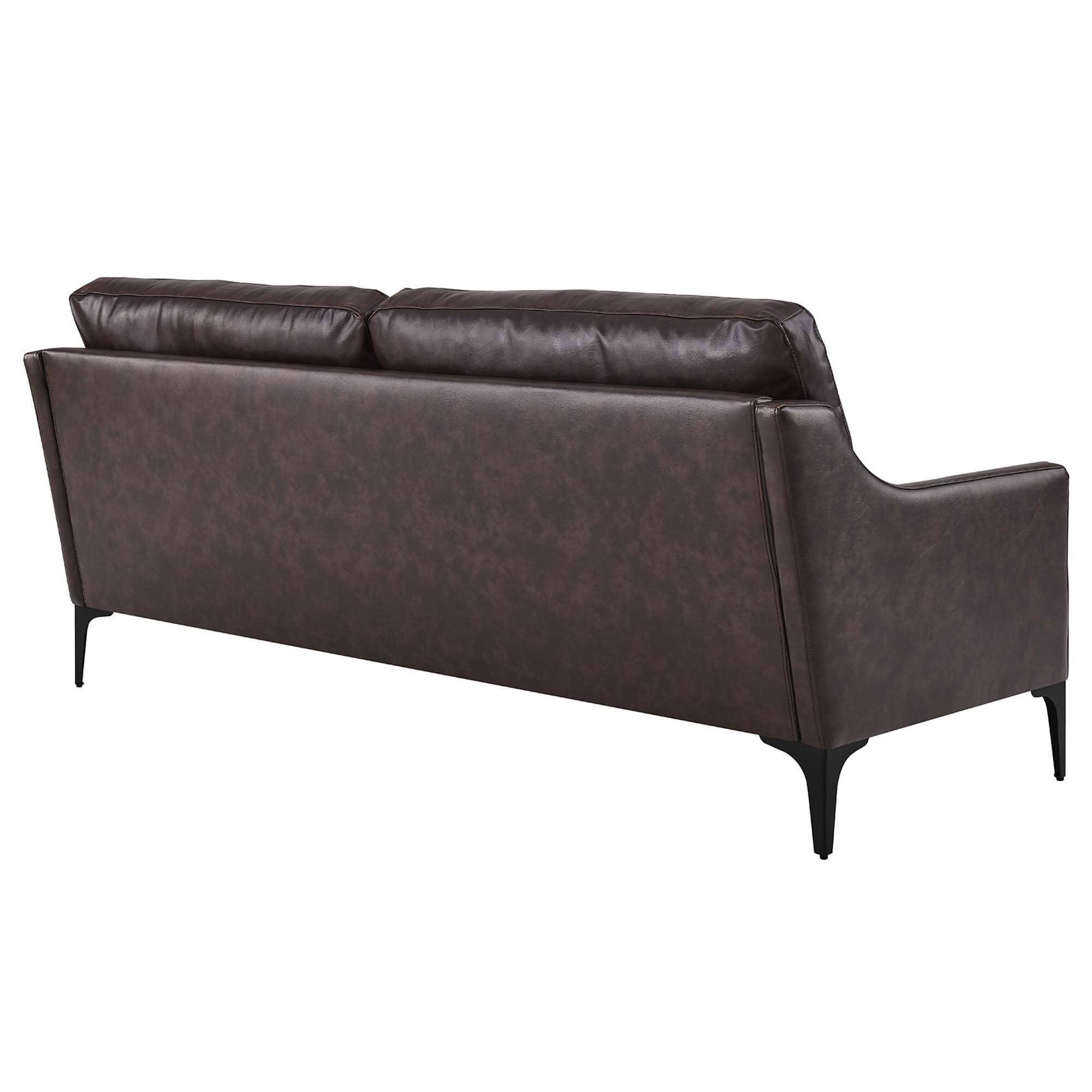 Alt View 2. Modway - Corland Leather Sofa by Modway - Brown.