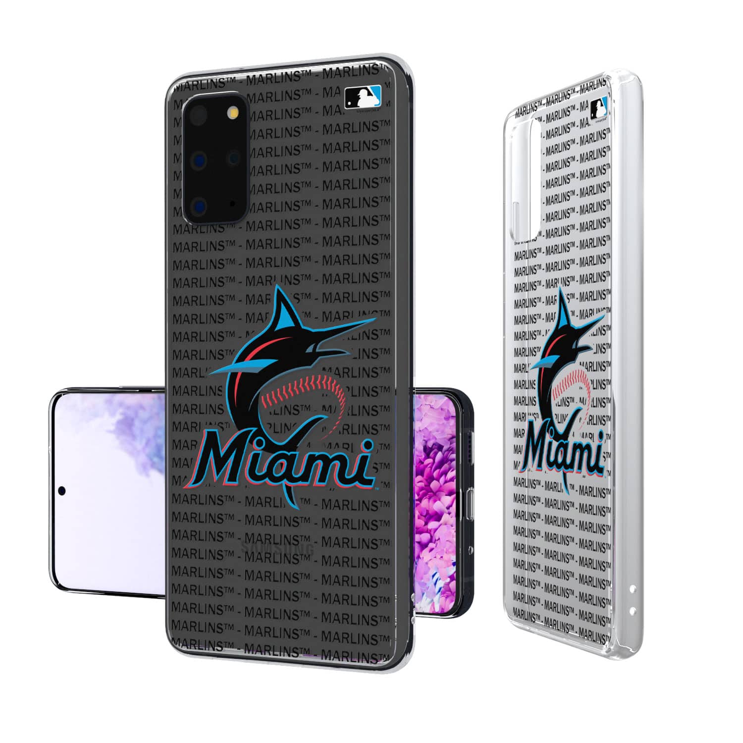 Keyscaper - Miami Marlins Galaxy Text Backdrop Clear Case - S22 - Multicolor