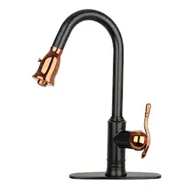 Solid Brass Single Handle Kitchen Faucet with Pull Down Sprayer