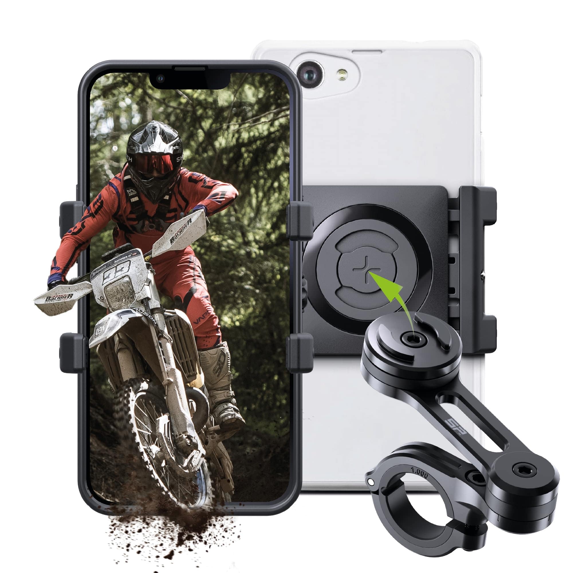 TECH SAFARI - Universal Handlebar Phone Mount For 58-85mm Phones Black Universal Compatible Smartphone Vehicle Mounting - Default