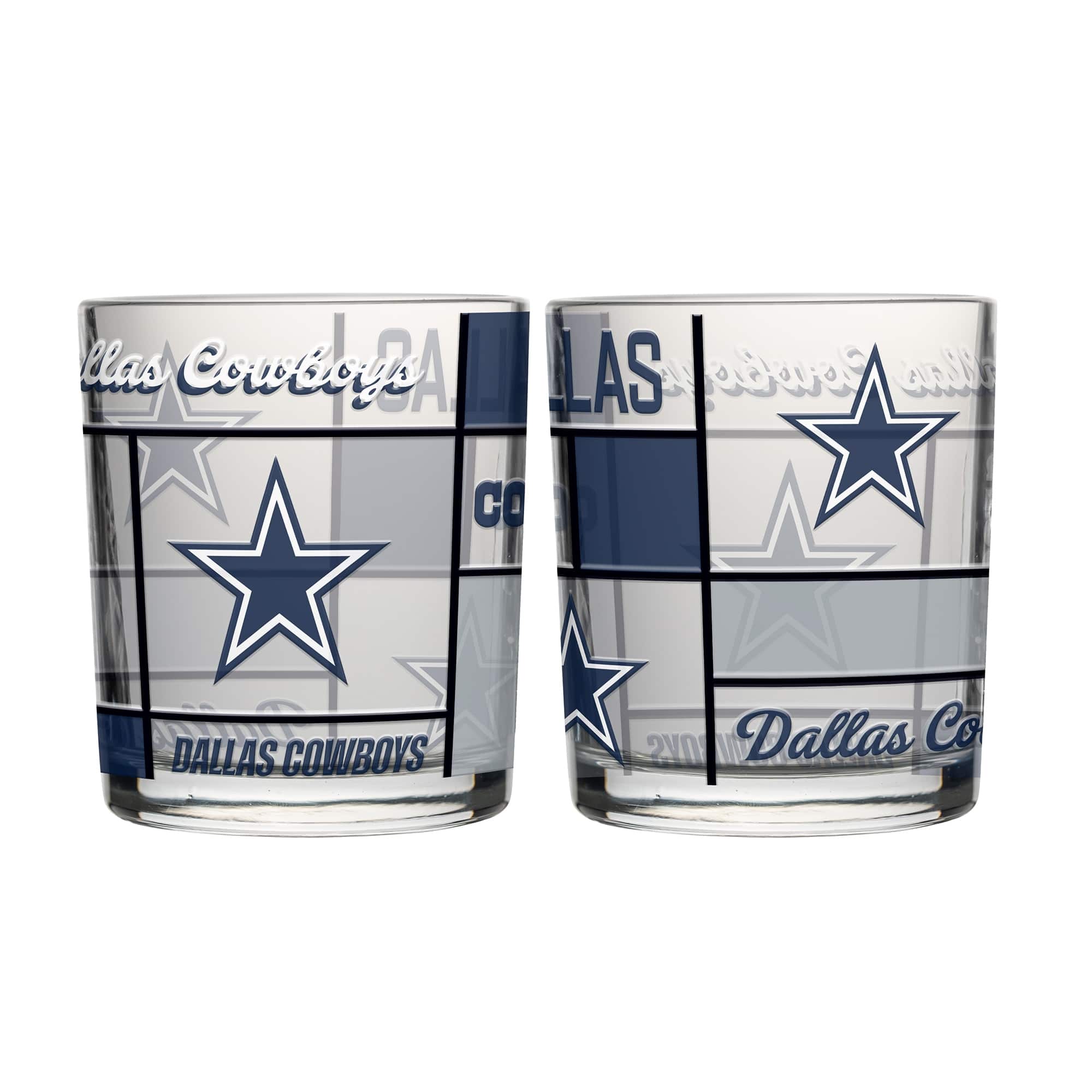 Logo Brands - Dallas Cowboys 12oz. Quilted Stained Two-Pack Rocks Glass Set - Multicolor