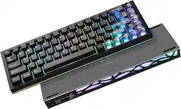 Wikistore - AL65 Wireless Mechanical Keyboard,Full Aluminum ,Support QMK/VIA Software,Hot Swappable with RGB Backlit (Zero Linear) - Black
