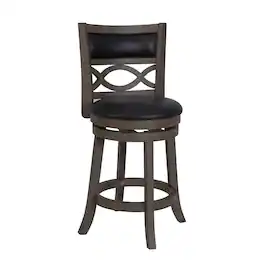 New Classic Furniture - New Classic Manchester Gray Wood Swivel Counter Stool with PU Seat - Dark Gray