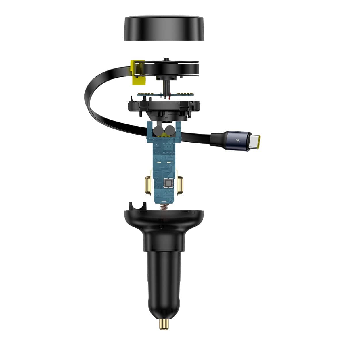 Left. Baseus - Baseus Enjoyment Pro Car Charger C+Retractable Type-C Cable 60W Cluster Black - Black.