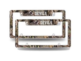Rico Industries - New Jersey Devils Chrome Metal (Set of 2) License Plate Frames with Mossy Oak Camouflaged Camo Design - Multi