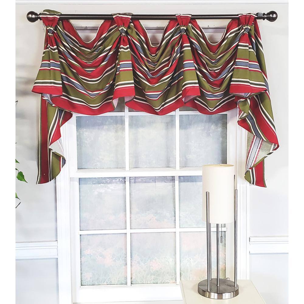 Angle. RLF Home - RLF Home Luxurious Modern Design Nigel Stripe Victory Swag 3-Scoop Window Valance 50" x 25" Multicolor - Multicolor.