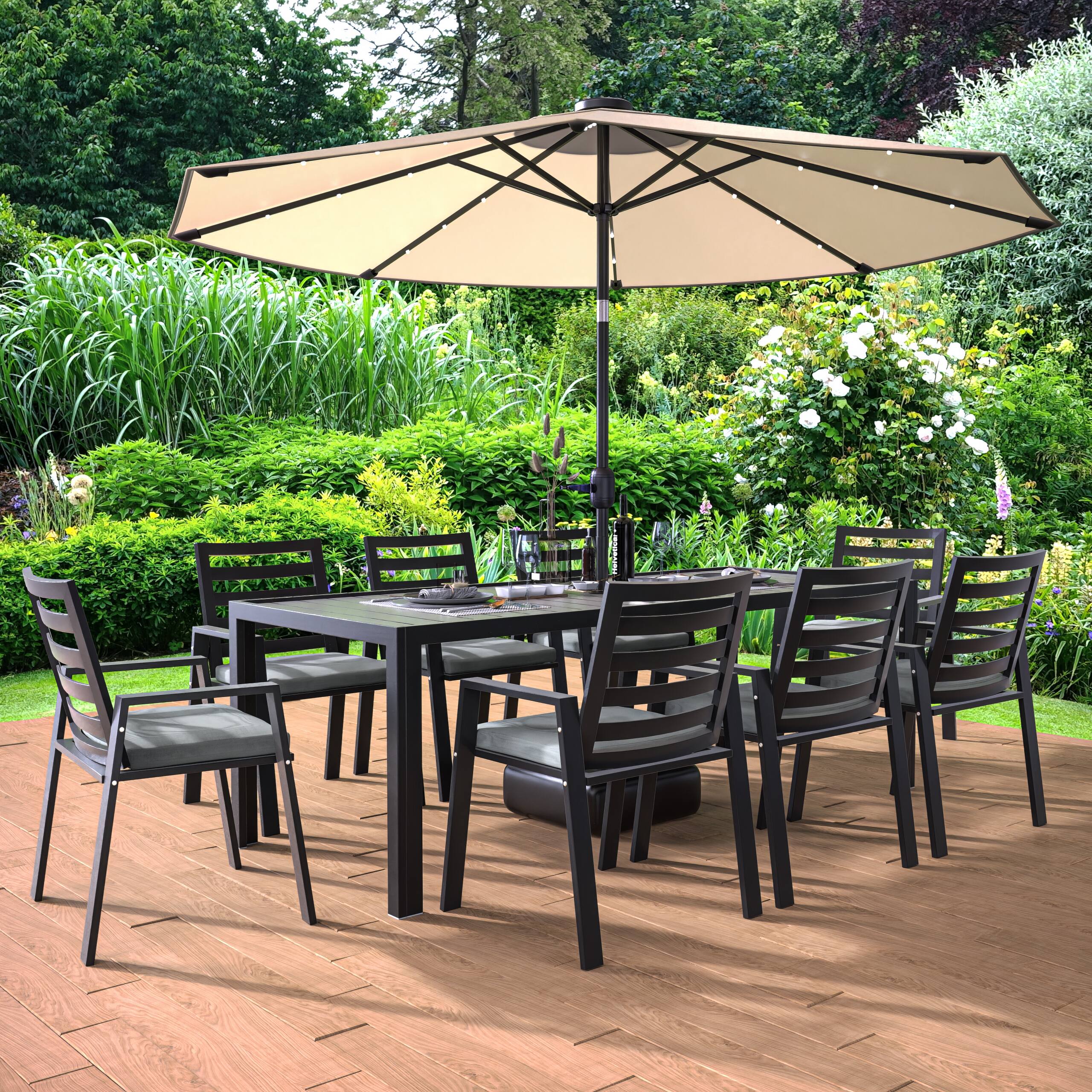 Angle. LeisureMod - Chelsea 2-PCS Modern Outdoor Patio Dining Chair with Removable Washable Cushion - Aluminum Frame - Black.