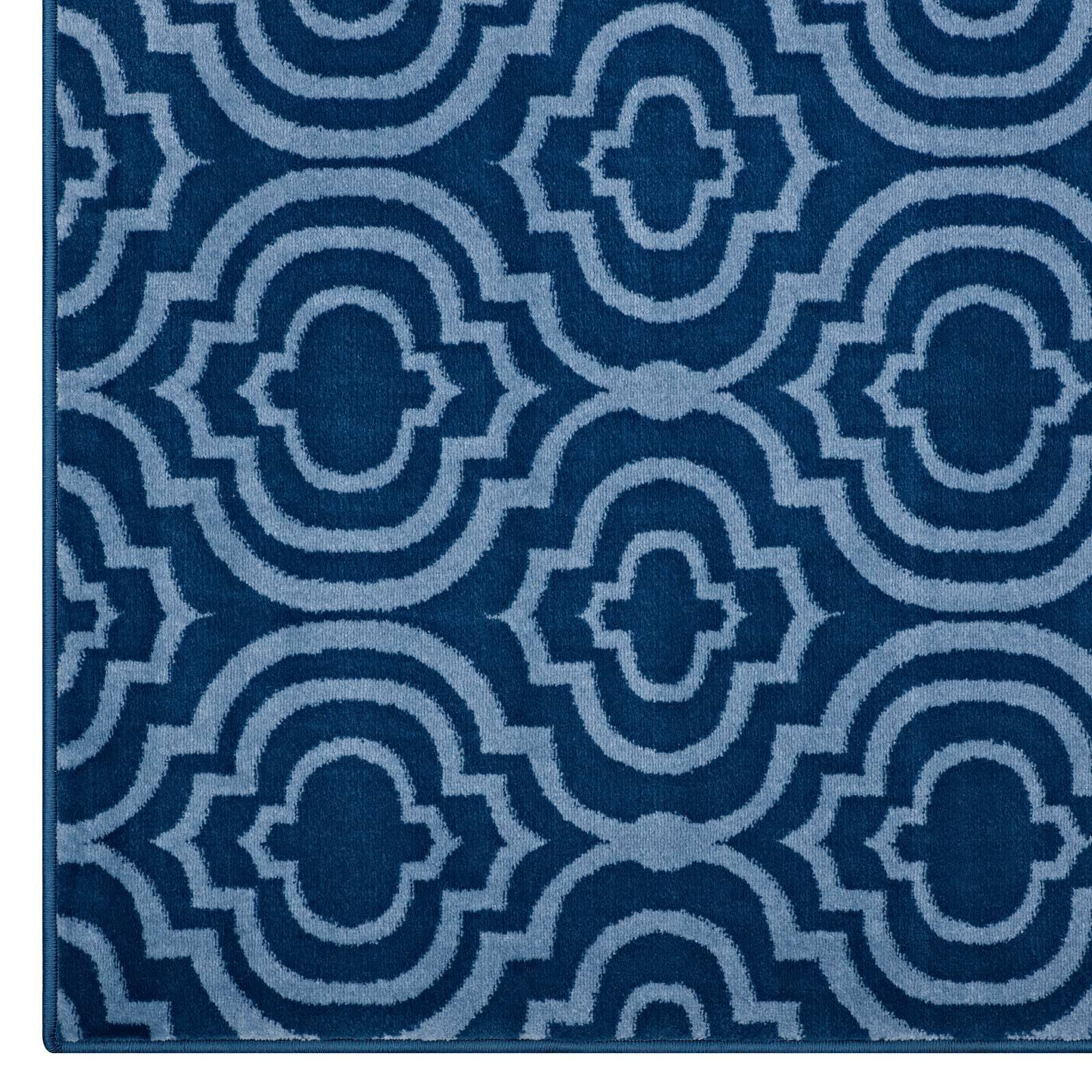 Alt View 1. Modway - Frame Transitional Moroccan Trellis Area Rug - Moroccan Blue amd Light Blue.