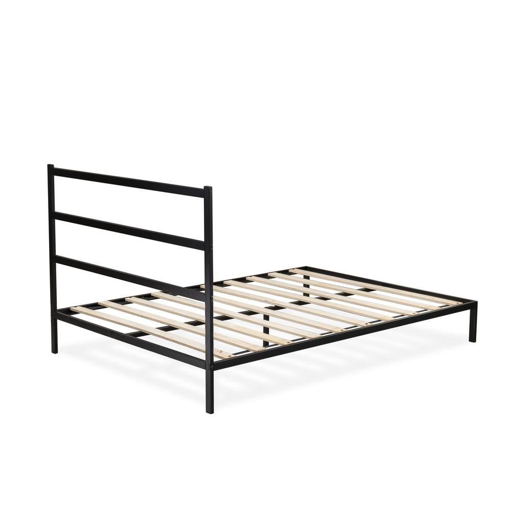 Back. East West Furniture - Fulton Queen Platform Bed with 5 Metal Legs - Magnificent Bed in Powder Coating Black Color - Black.
