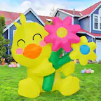 Front. GOOSH Inflatables - GOOSH 5.2 FT Easter Inflatables Chick Spring Flower with LED Lights - Yellow.