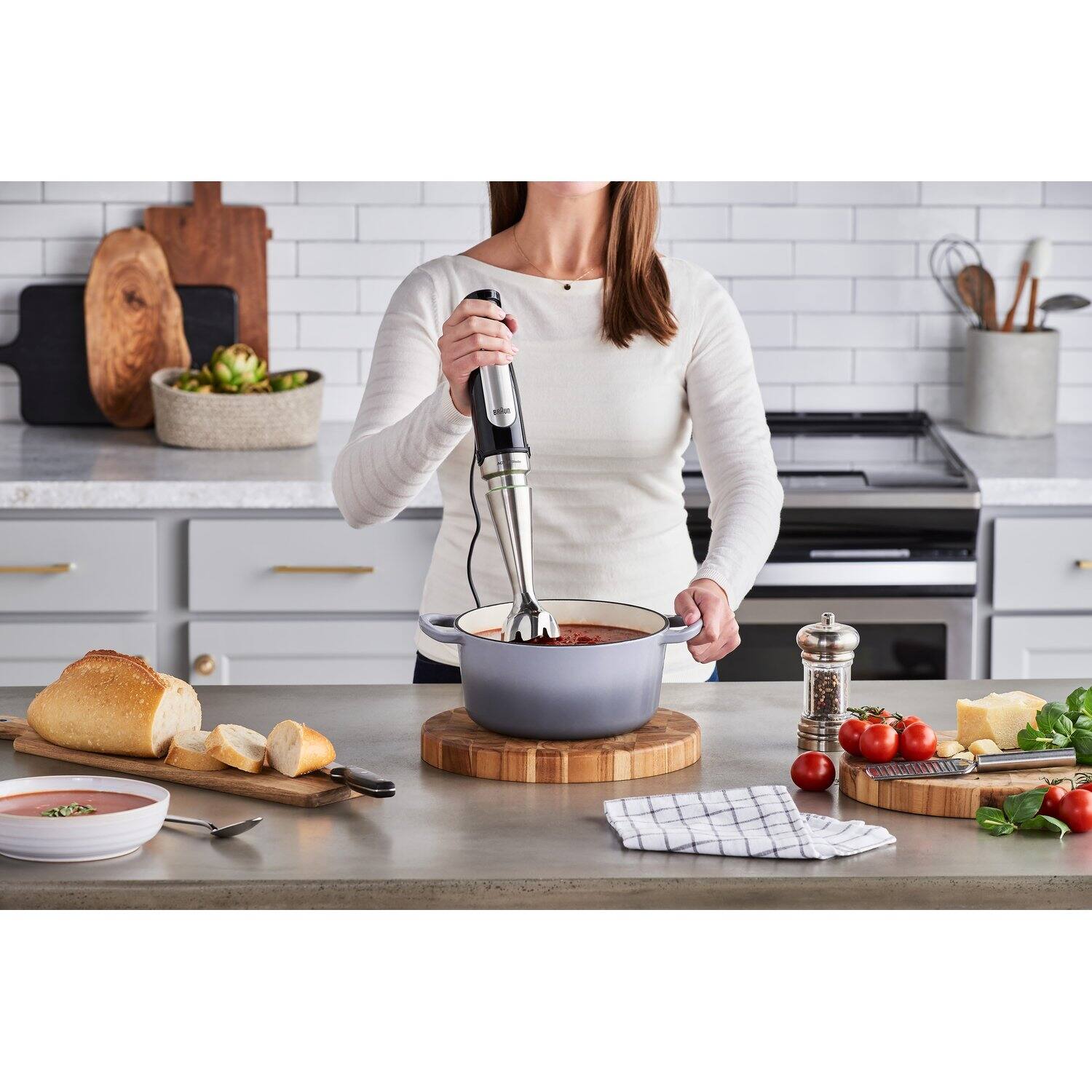 Alt View 11. Braun - MultiQuick Smart-Speed Hand Blender with 500 Watts of Power, Whisk, Masher, and 6-Cup Food Processor - Stainless Steel.