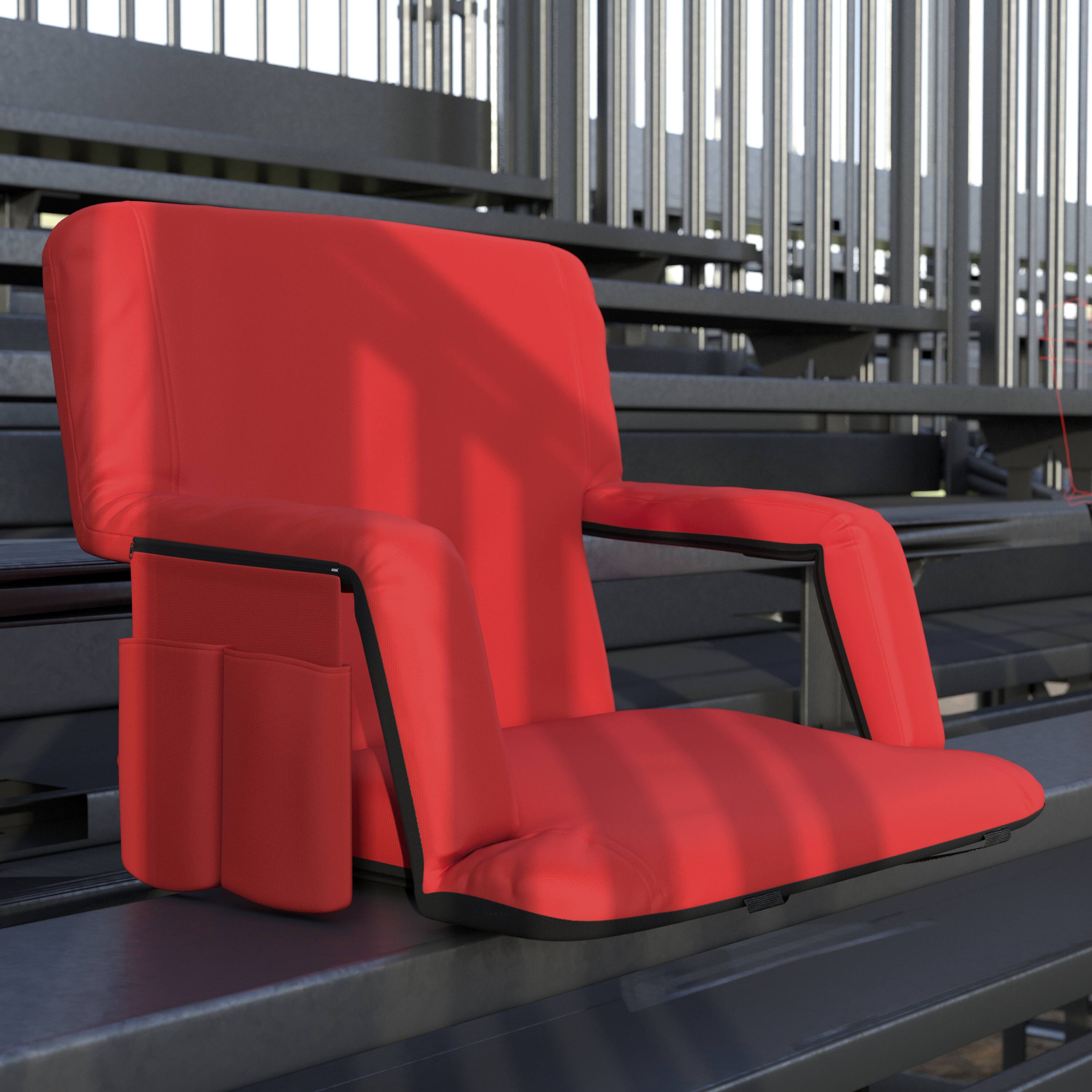 Alt View 1. Emma + Oliver - 5 Position Recline Extra Wide Padded Stadium Chair with Armrests - Red.