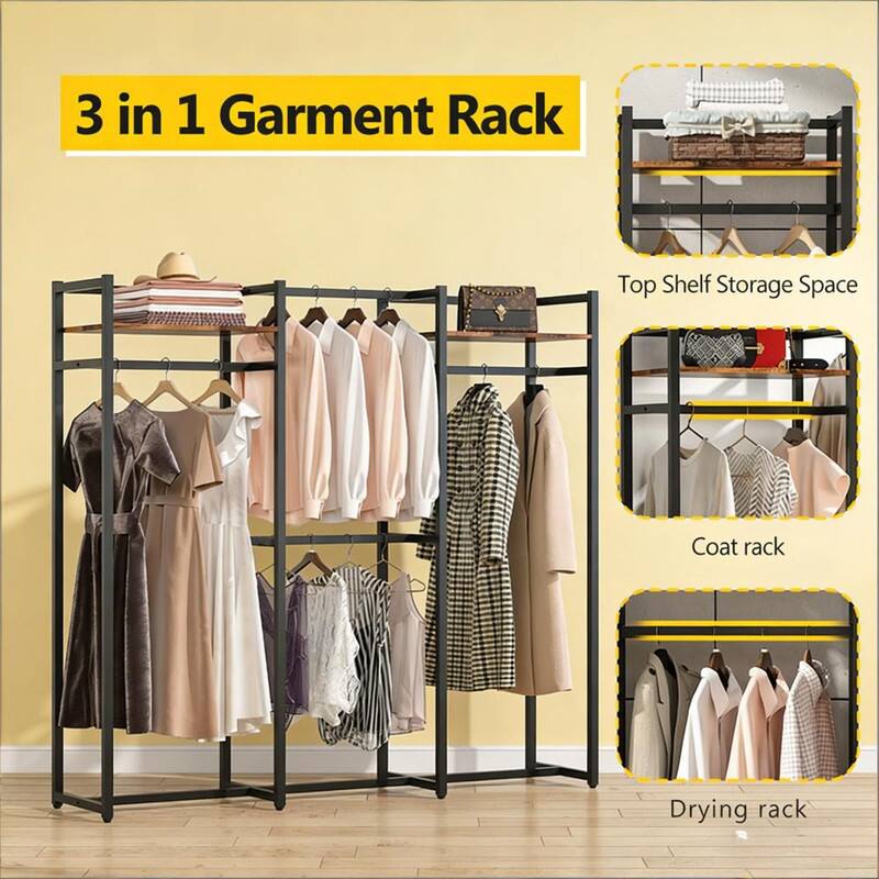 3 in 1 Garment Rack

- Top Shelf Storage Space
- Coat rack
- Drying rack