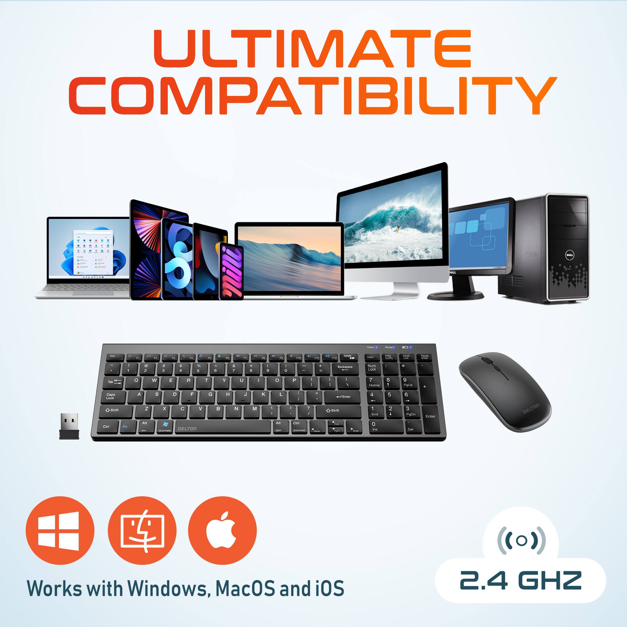 ULTIMATE COMPATIBILITY - Works with Windows, MacOS and iOS - 2.4 GHZ