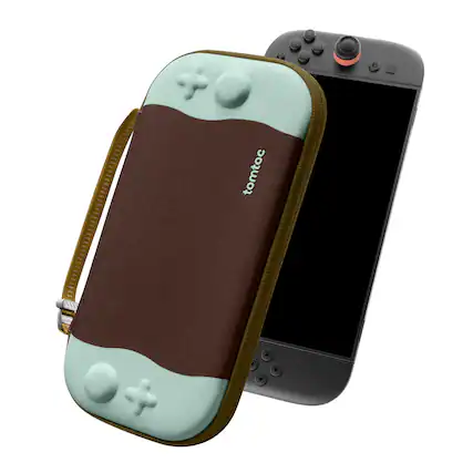 Front. tomtoc - tomtoc Slim Carrying Case for Nintendo Switch 2 Model 2025, Odorless Protective Hard Shell with 12 Game Card Slots - ChocoMint.