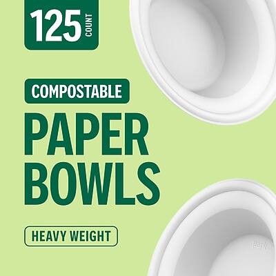 125 COUNT COMPOSTABLE PAPER BOWLS HEAVY WEIGHT