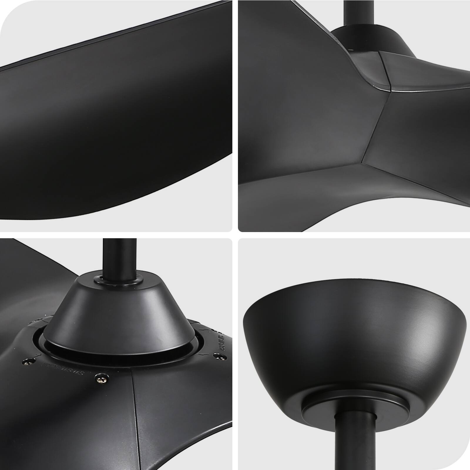 Alt View 2. Sofucor - 52 Inch Mordern Propeller Ceiling Fan No Light with Remote for Indoor Farmhouse Bedroom Living Room Outdoor Patio Porch - Black.