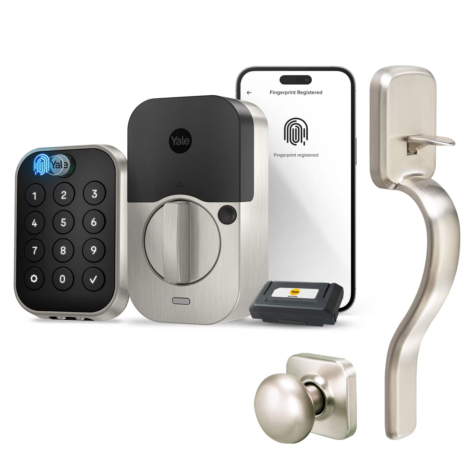 Yale - Assure Lock 2 Touch Key-Free Keypad with Wi-Fi and Ridgefield Handleset - Satin Nickel - Front_Zoom