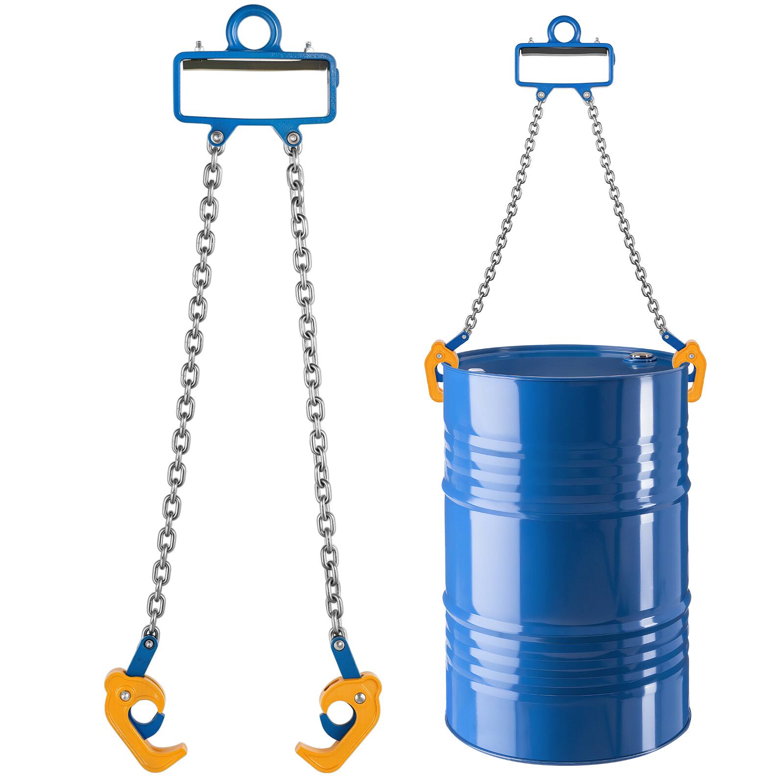 Alt View 5. VEVOR - Chain Drum Lifter, G80 Drum Lifting Chain Sling with Security Hook, 2200LBS Capacity, Drums Handling Equipment Fits - Blue;Silver.