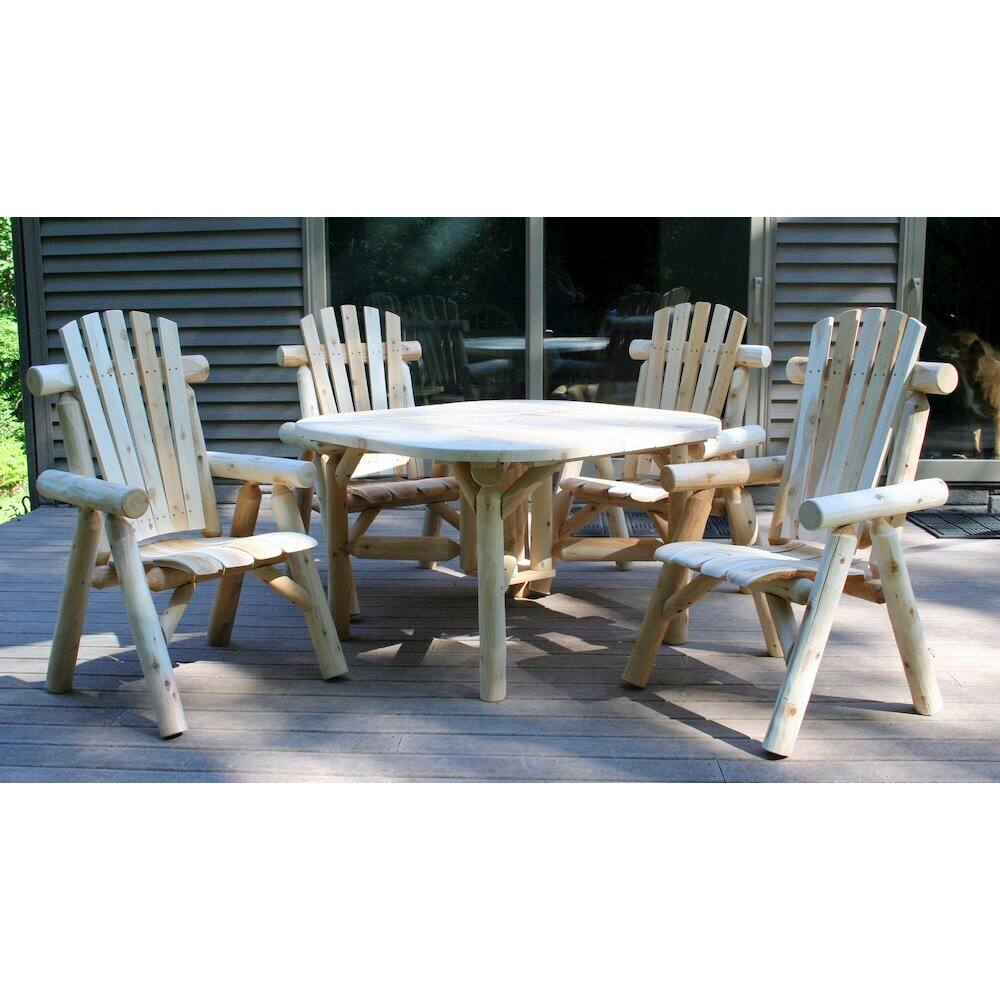 Alt View 2. Contoured Comfort - Cedar log 47" Roundabout Table/ 4 Chair Set - Brown.