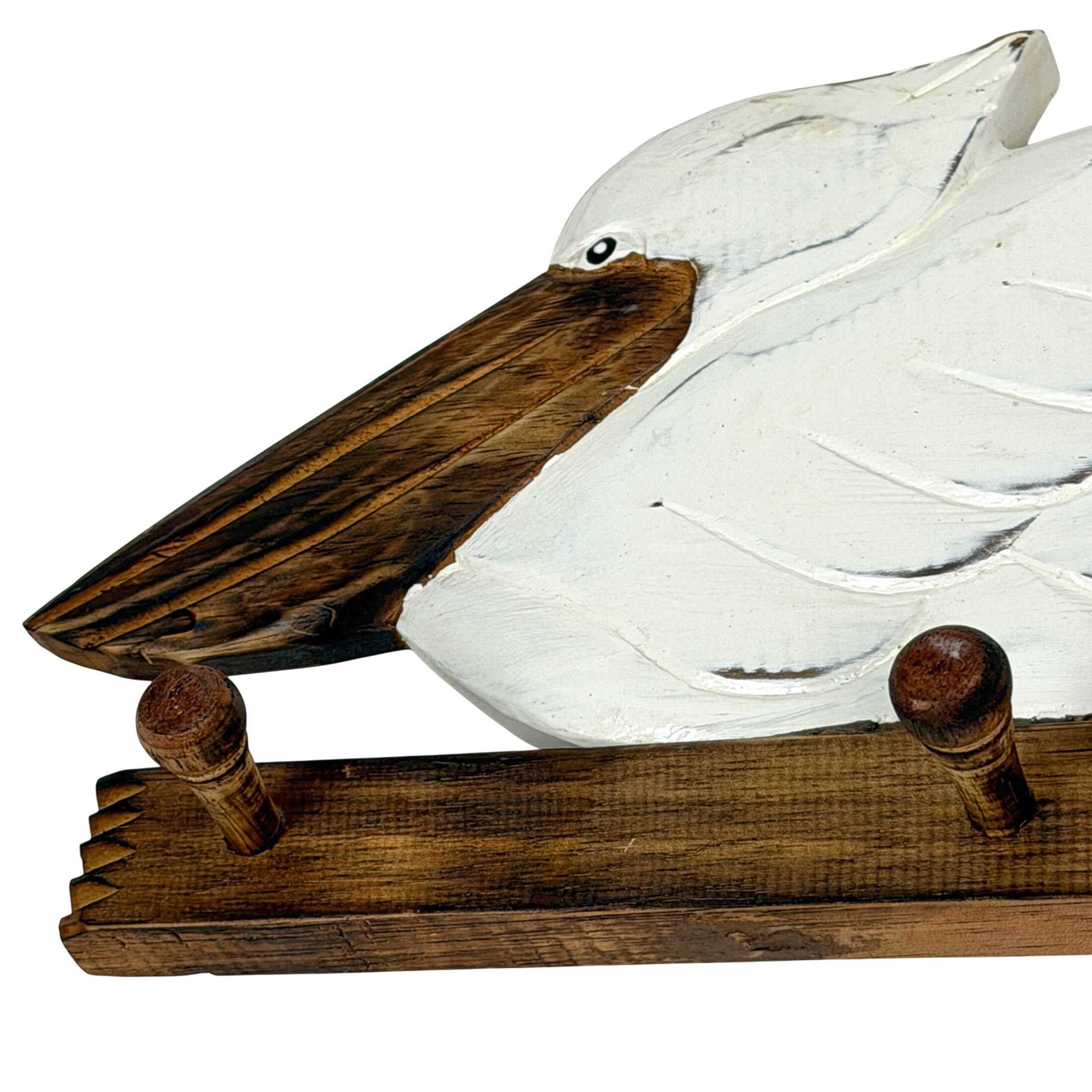 Alt View 7. Chesapeake Bay - Pelican Wall Hook Rack 3 Peg Weathered White Wood Coastal 15.75 Inch - White.