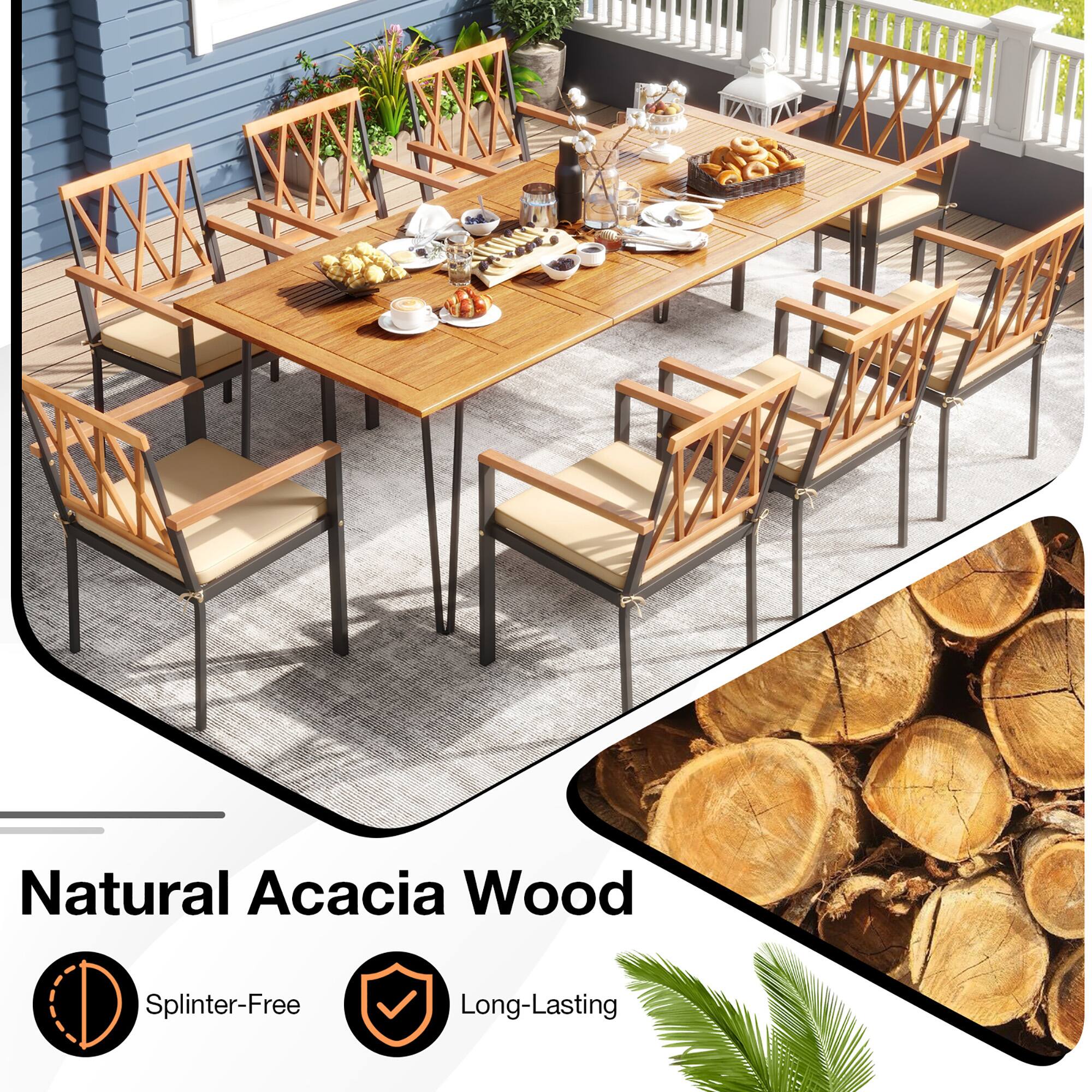 Natural Acacia Wood, Splinter-Free, Long-Lasting