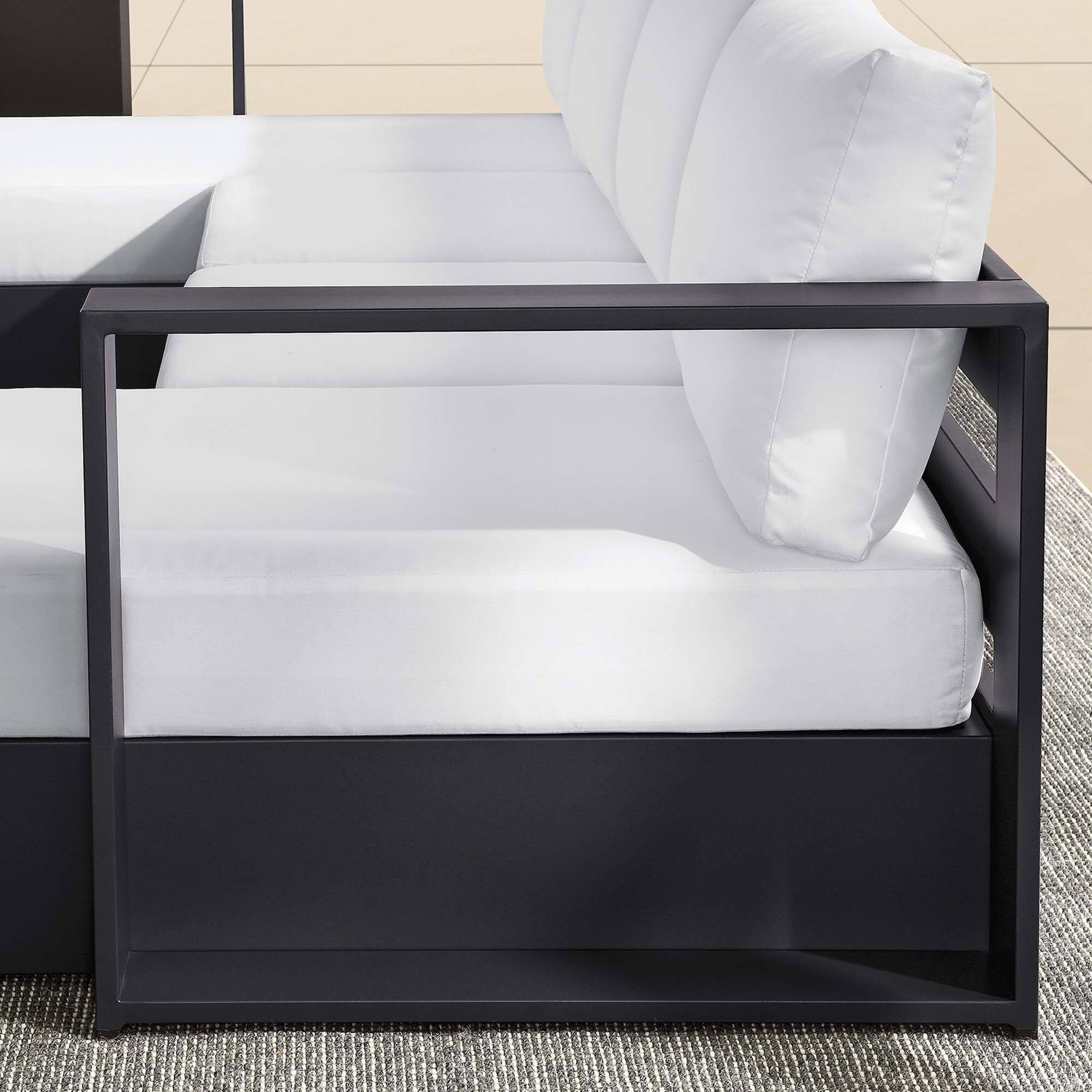 Alt View 4. Modway - Tahoe 4-Piece Outdoor Powder-Coated Aluminum Sectional Sofa Set - Gray White.