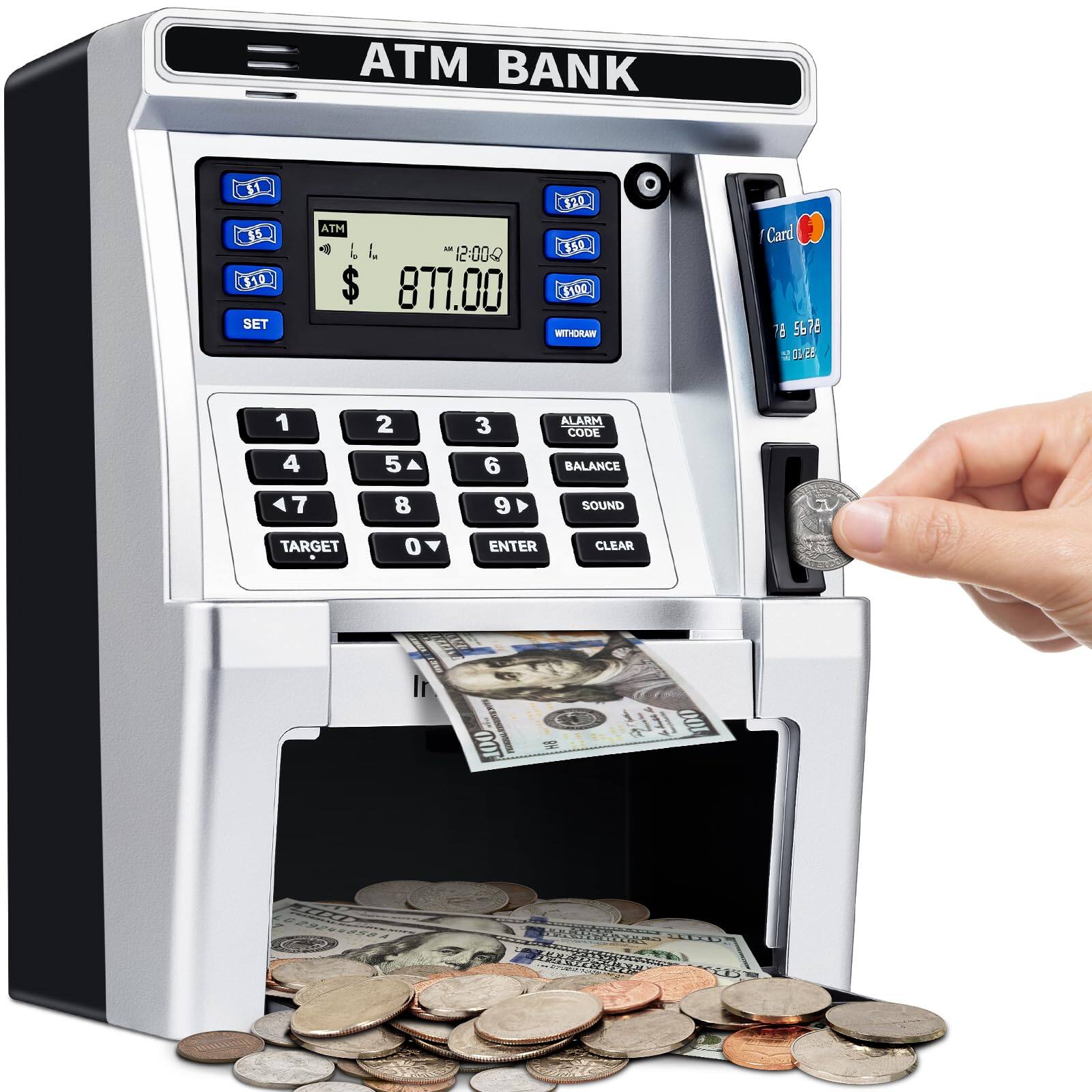 JETRANSPORT - Piggy For Atm Machine Real Money With Debit Card Bill Feeder Recognition Balance Calculator Electronic