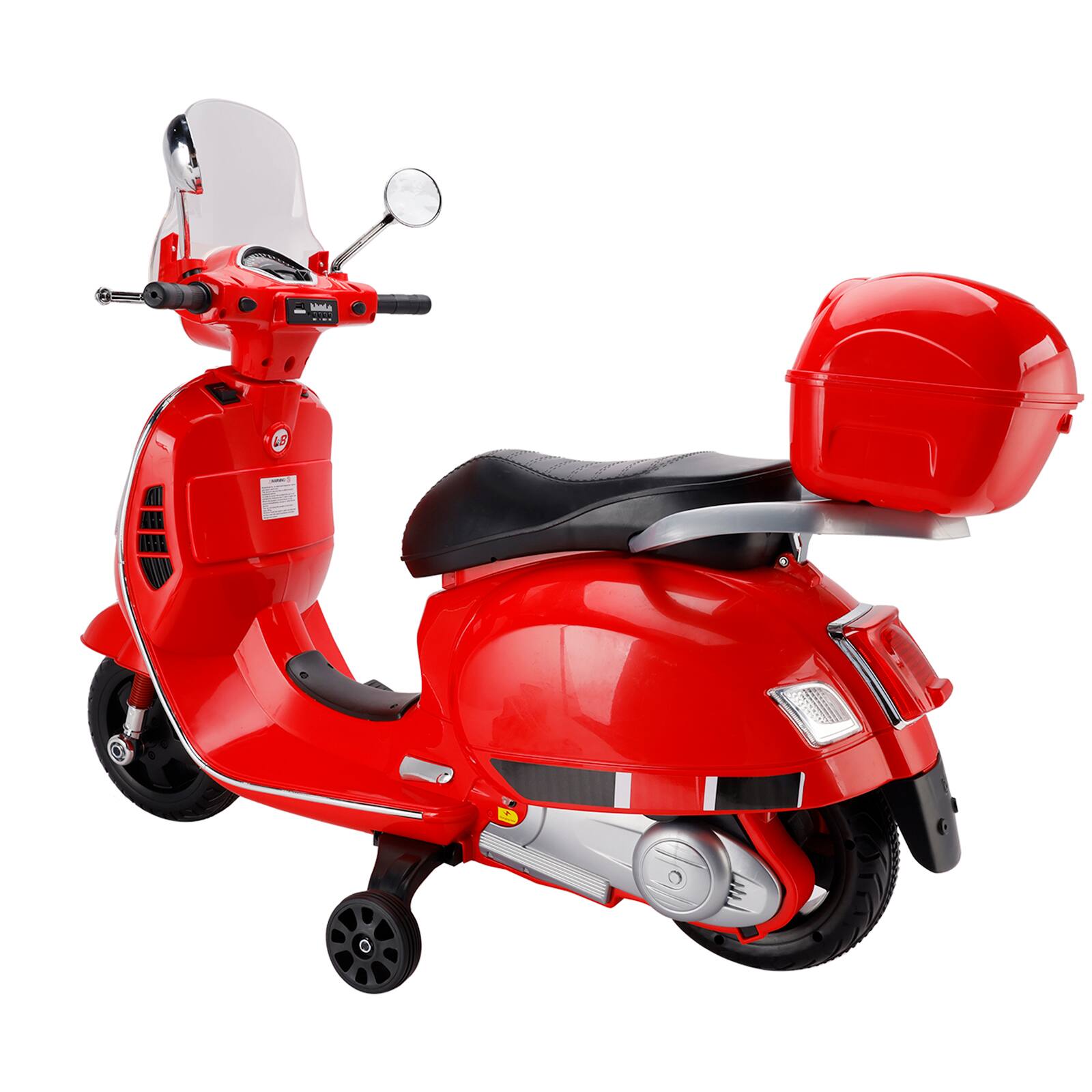 Alt View 4. Topteng - 6V Dual Drive 3-Wheel Kids Electric Motorcycle with Realistic Sounds & Storage - Ages 3-8, Red​.