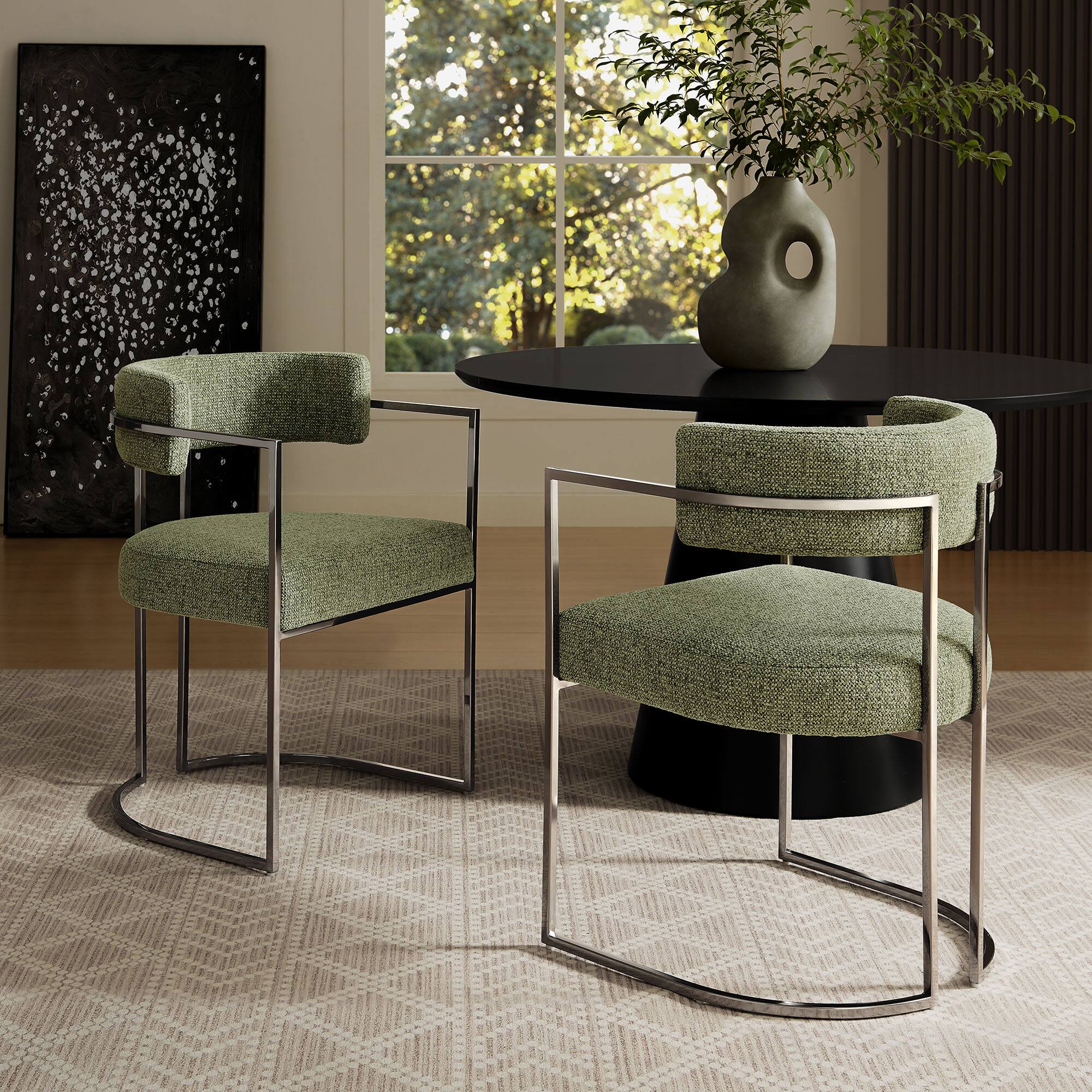 Alt View 5. Modway - Huron Curved Back Fabric and Metal Dining Accent Chair by Modway - Green.