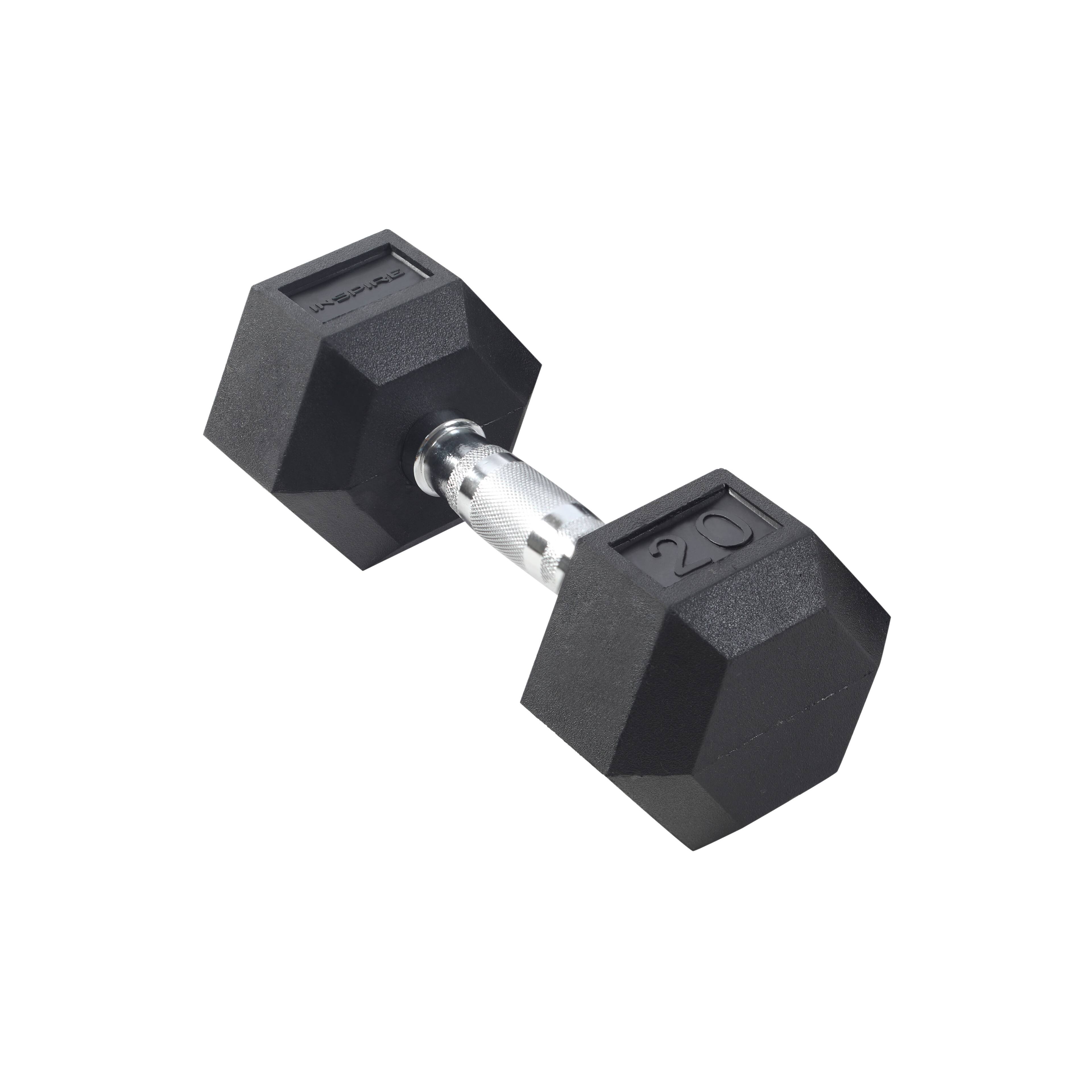 Inspire - Fitness 20 LB Rubber Dumbbell - Black