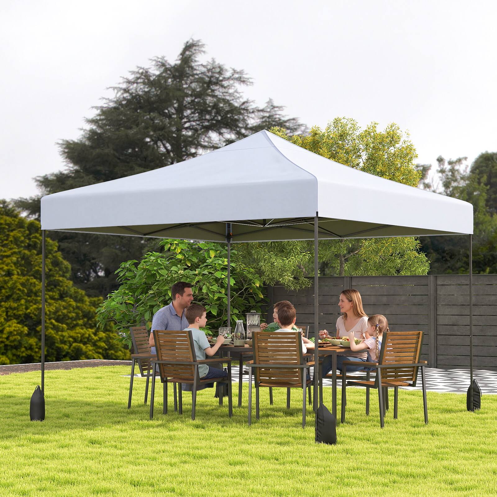 Alt View 4. Costway - Costway Pop up Canopy Tent, Heavy-duty Easy Setup Gazebo Shelter with Wheeled Bags - White.