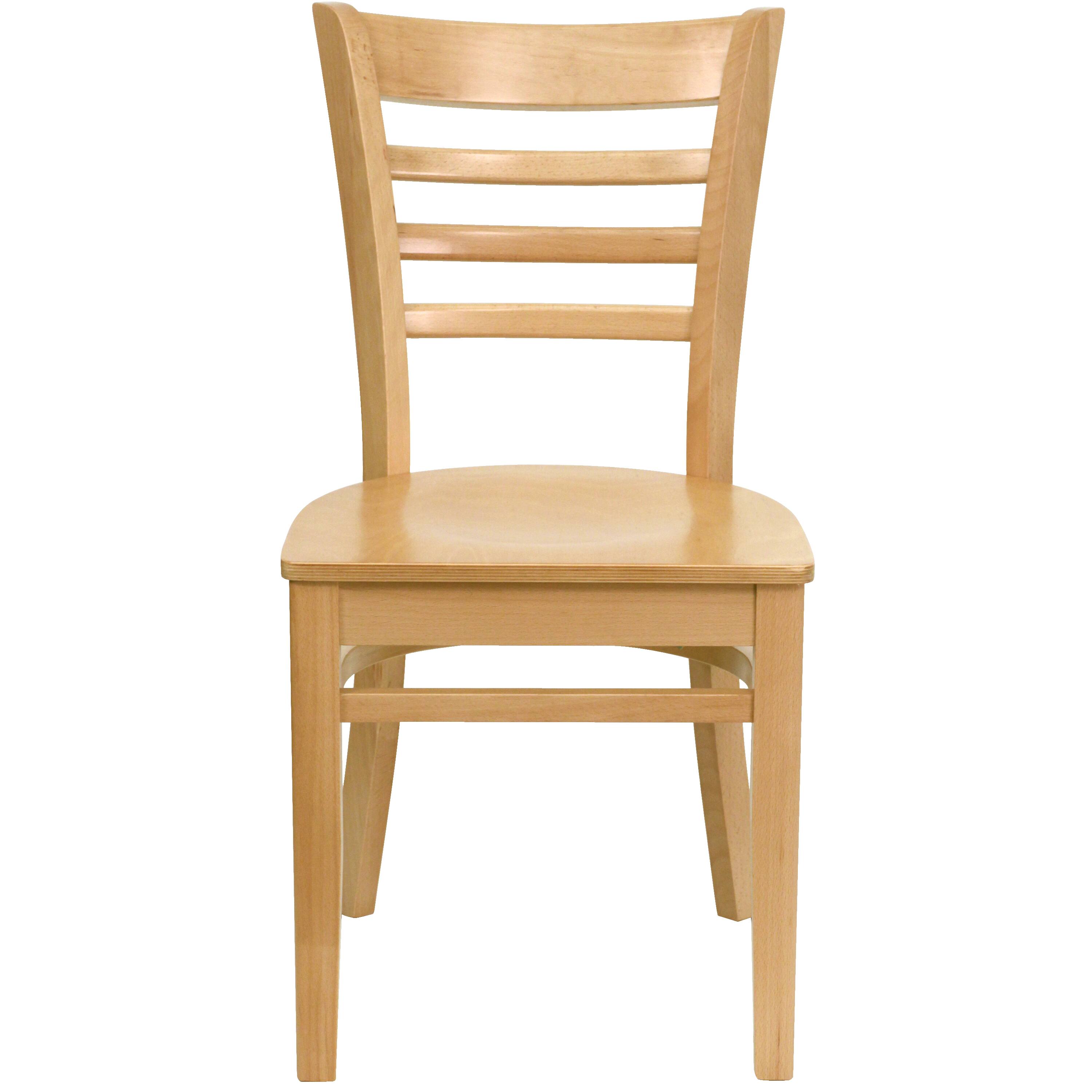 Alt View 7. Emma + Oliver - Ladder Back Wooden Restaurant Dining Chair - Natural Wood Seat/Natural Wood Frame.