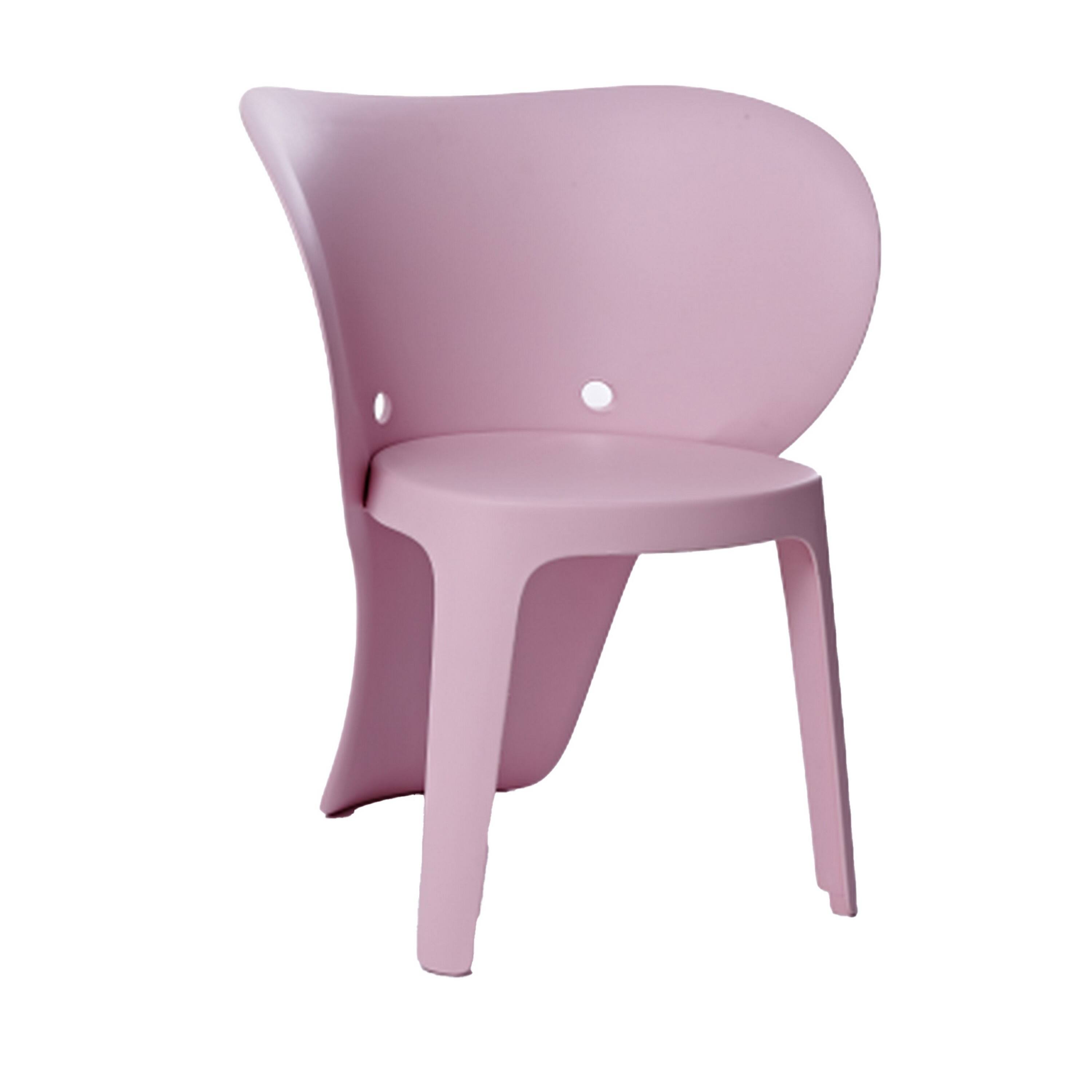Front. Manhattan Lane - Fyna 16 Inch Kids Chair with Curved Back, Set of 4, Elephant Trunk Design - Pink.