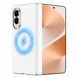 Dteck - For Samsung Galaxy Z Fold8 (2026) Shockproof Skin-Friendly Leather Back Magnetic Case With Hinge Protection Cover - White