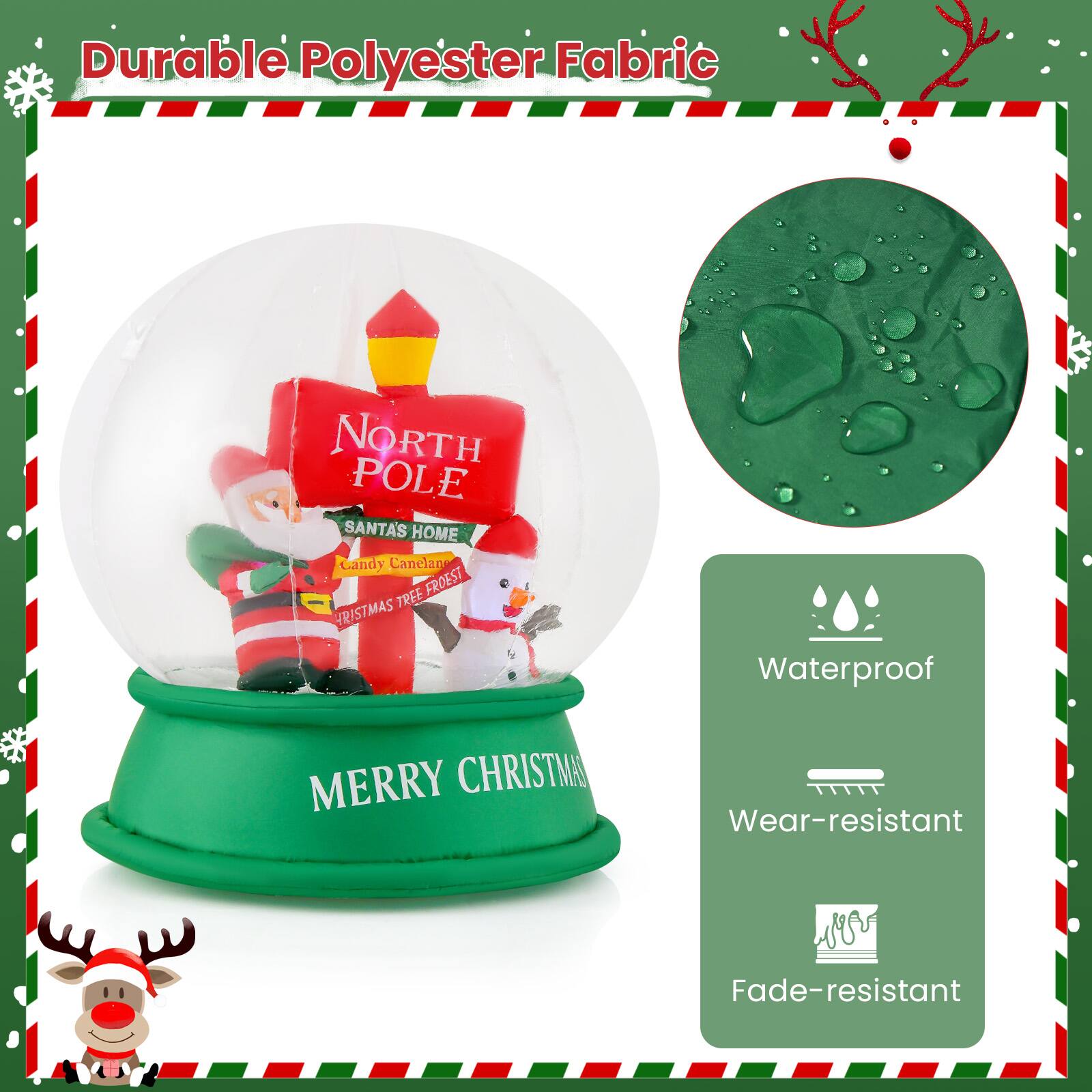 Durable Polyester Fabric NORTH POLE SANTA'S HOME Candy Cane Lantern Frosty Tree Christmas Waterproof Merry Christmas Wear-resistant Fade-resistant