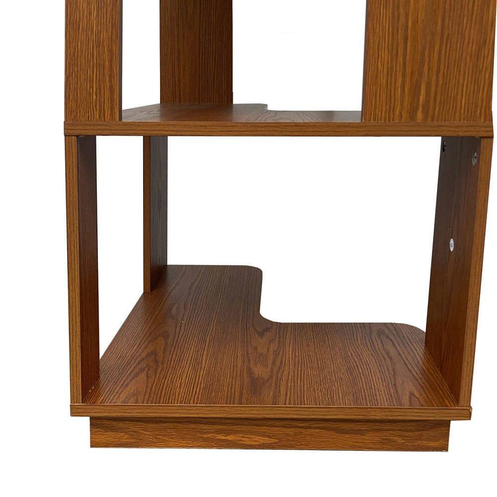 Alt View 7. Kadyn - 6-Tier L-Shaped Corner Bookshelf, Wood Bookcase with Anti-Tip Device - Brown.