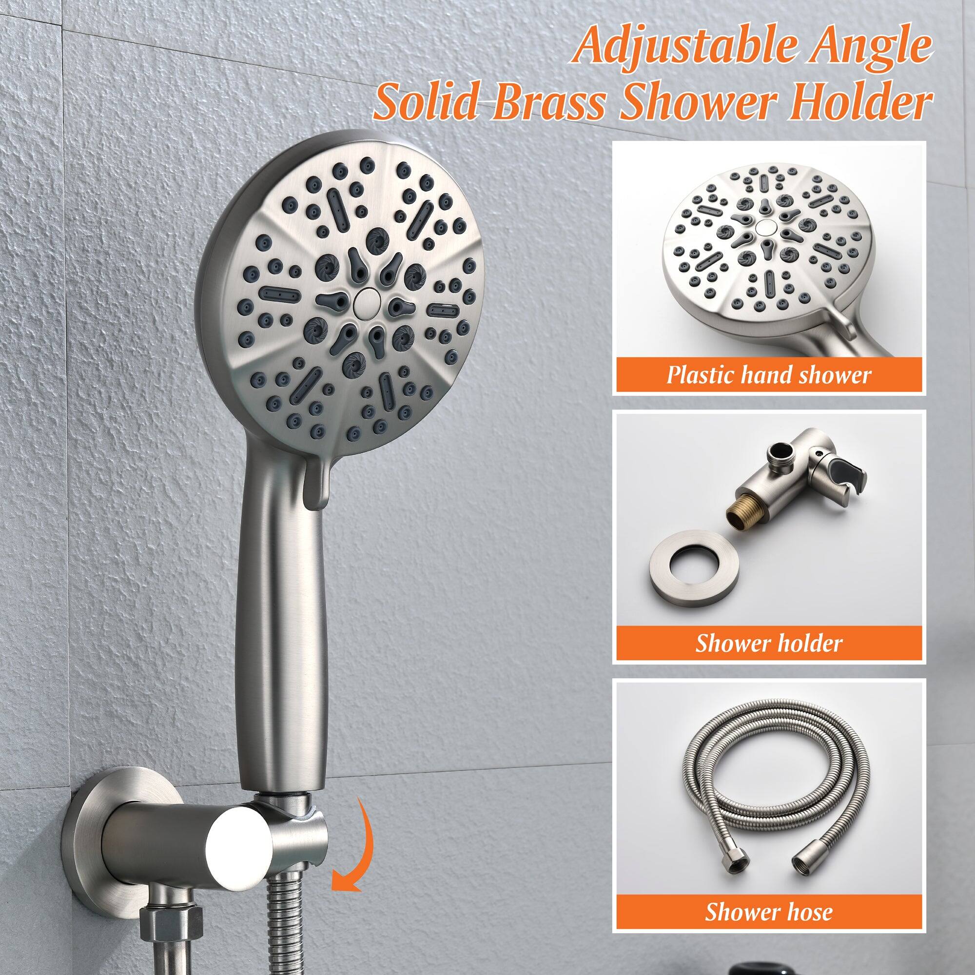 Adjustable Angle Solid Brass Shower Holder

- Plastic hand shower
- Shower holder
- Shower hose