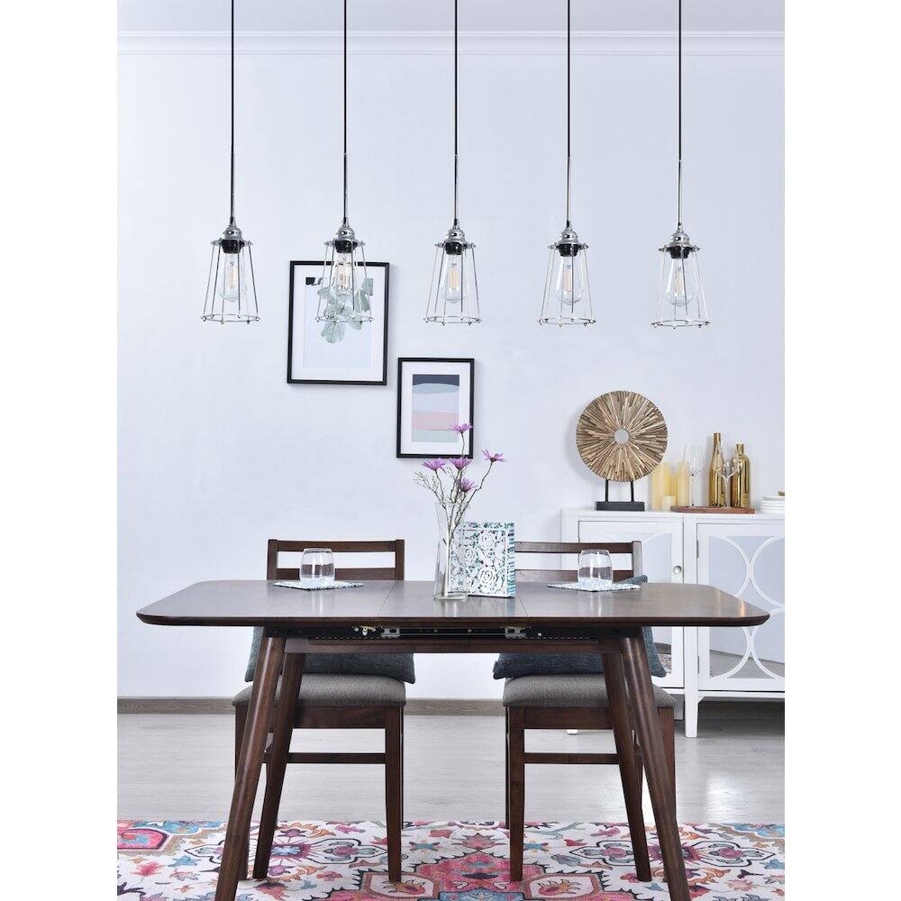 Alt View 7. Living District - Auspice 5 Light Chrome Pendant - Chrome.