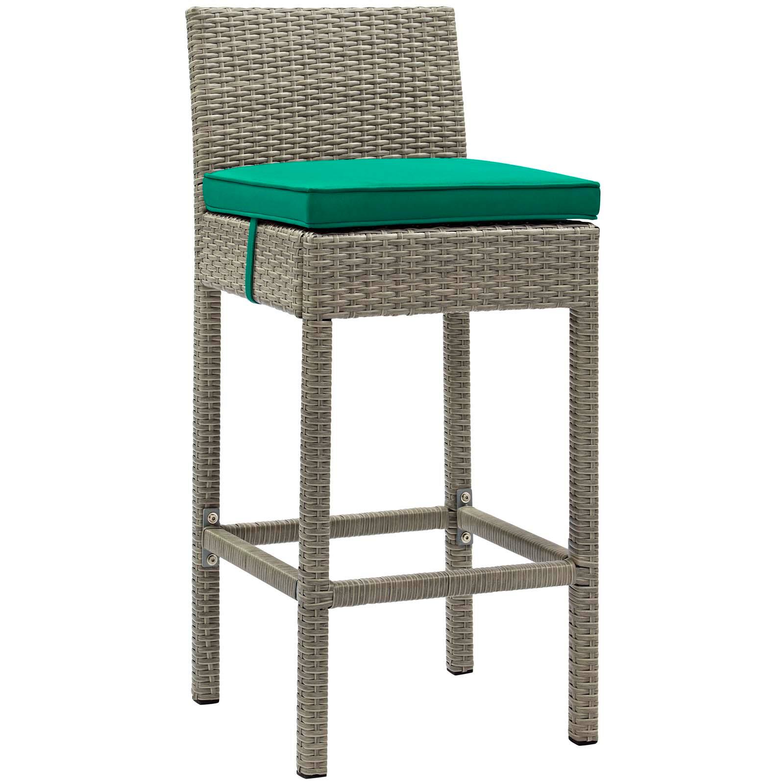 Angle. Modway - Conduit Outdoor Patio Wicker Rattan Bar Stool Set of 2 by Modway - Light Gray Green.