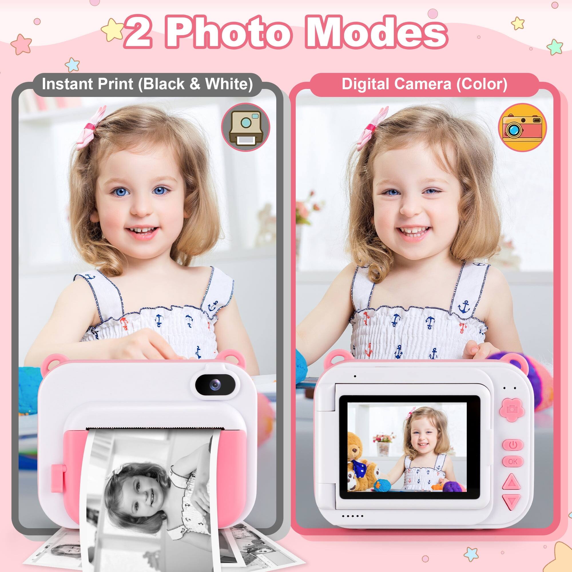 2 Photo Modes

Instant Print (Black & White)

Digital Camera (Color)

OK