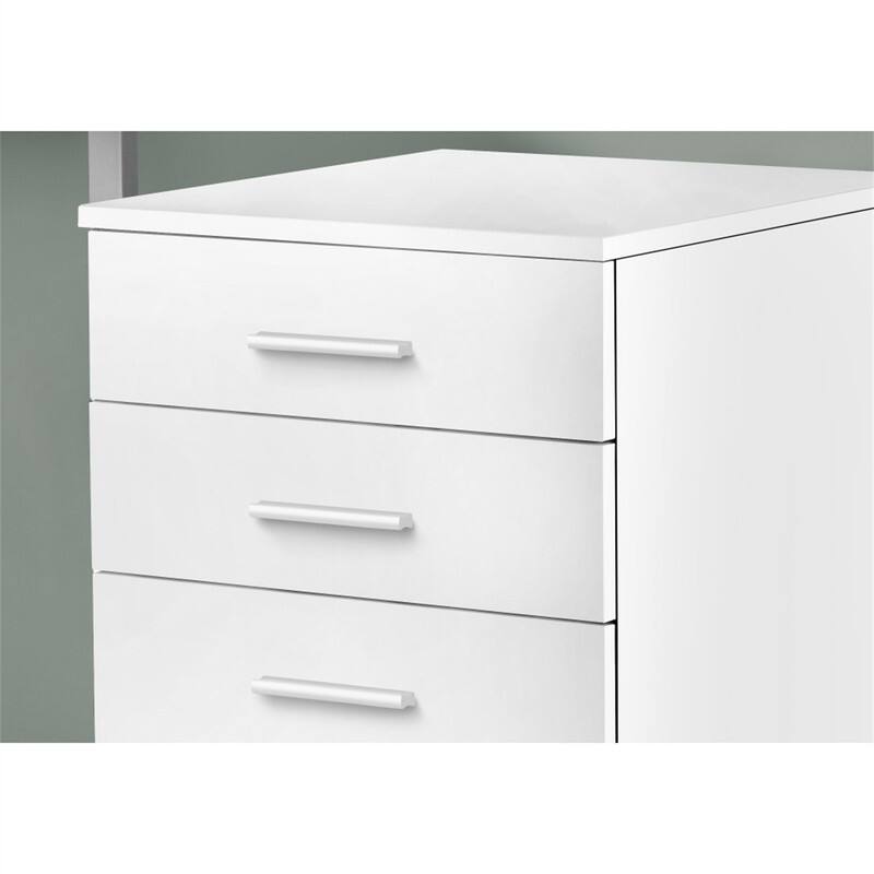 Back. HTUTWOO - 18.00"W File Cabinet - Rolling Mobile Storage Drawers, Printer Stand, Office Work Organizer, White Laminate Finish, - White.