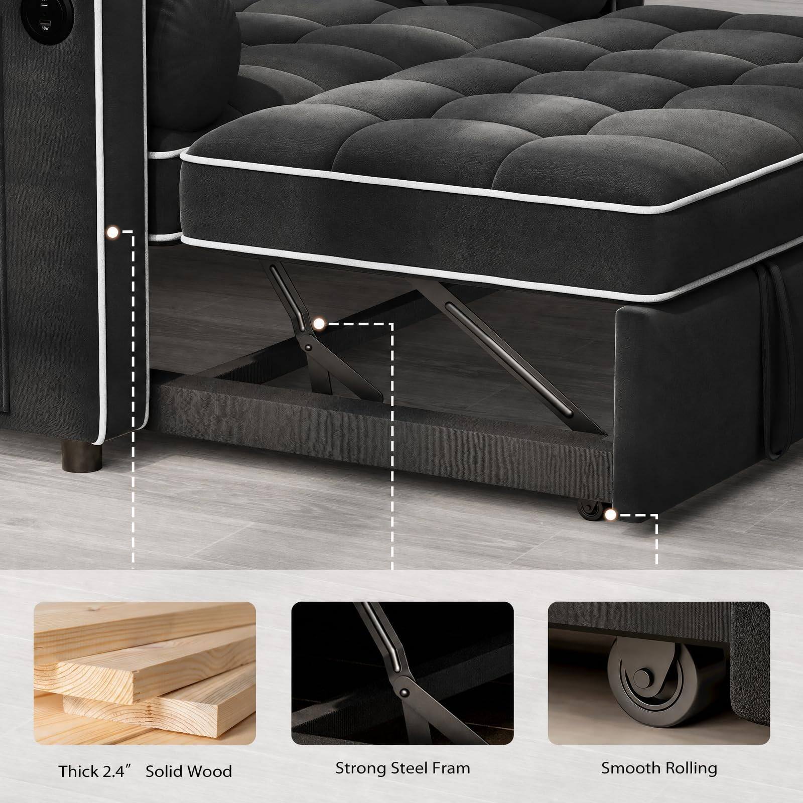 Thick 2.4" Solid Wood  
Strong Steel Frame  
Smooth Rolling