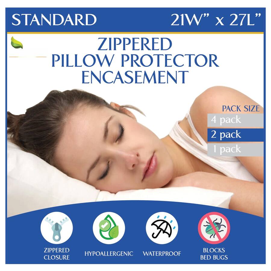 Encasing Set Fabibe Waterproof King Pillow Protectors (set Of 2) Zippered Cover Dust ...