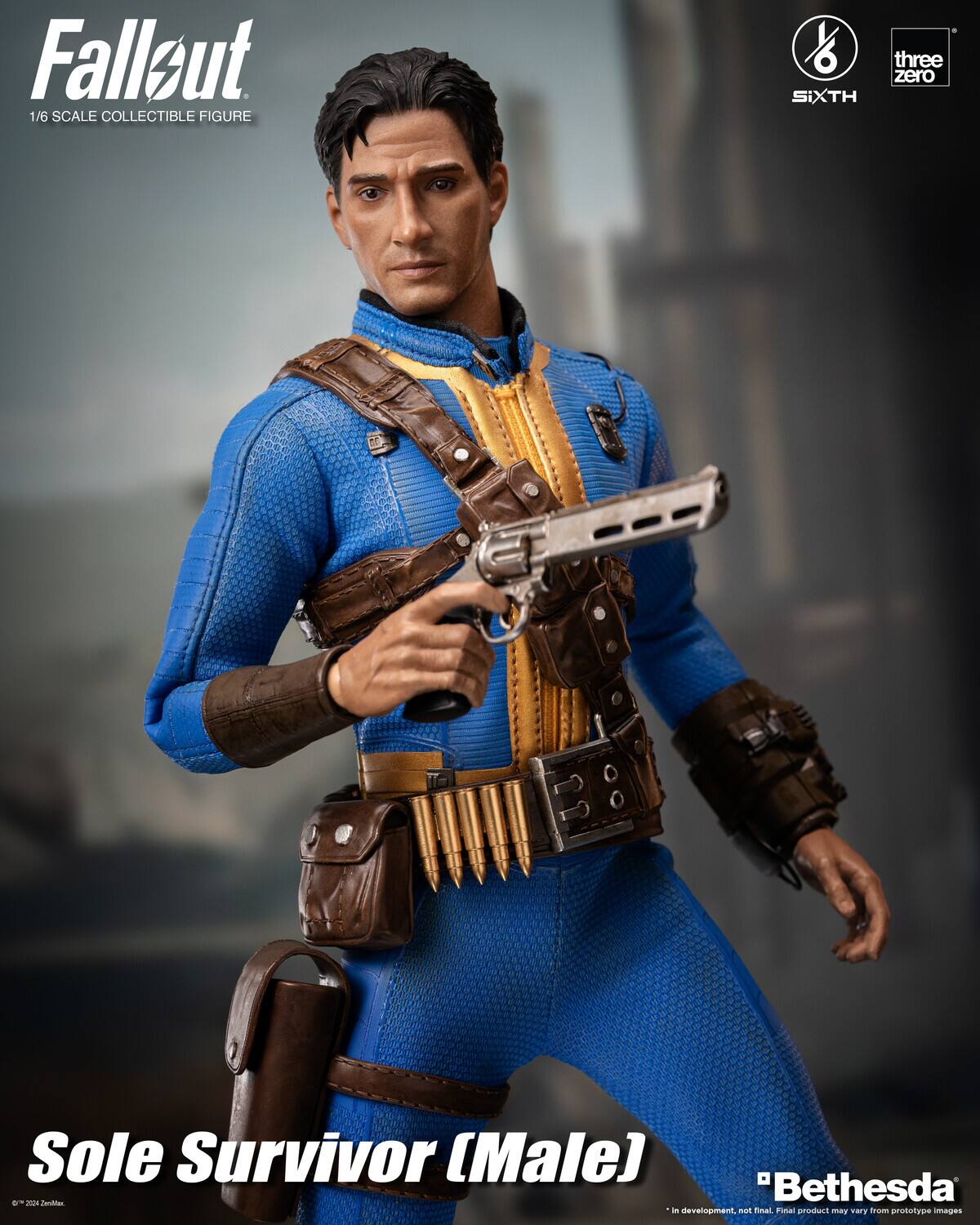 Fallout 1/6 SCALE COLLECTIBLE FIGURE  
SIXTH  
three zero  
Sole Survivor (Male)  
"Bethesda"  
In development, not final. Final product may vary from prototype images