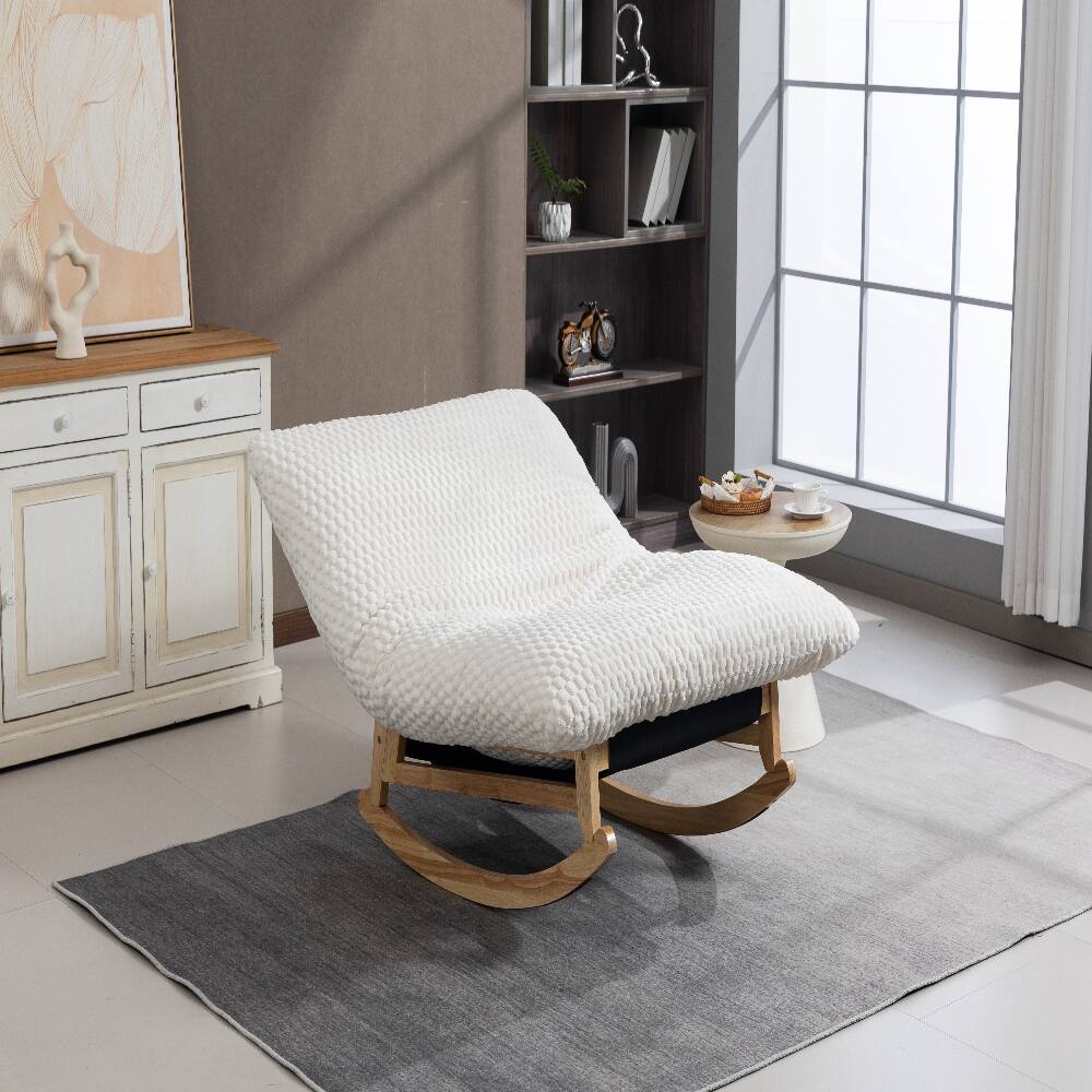 Alt View 1. Loheer - Loheer Bean Bag Rocking Chair for Adults Corduroy Lazy Sofa - White.