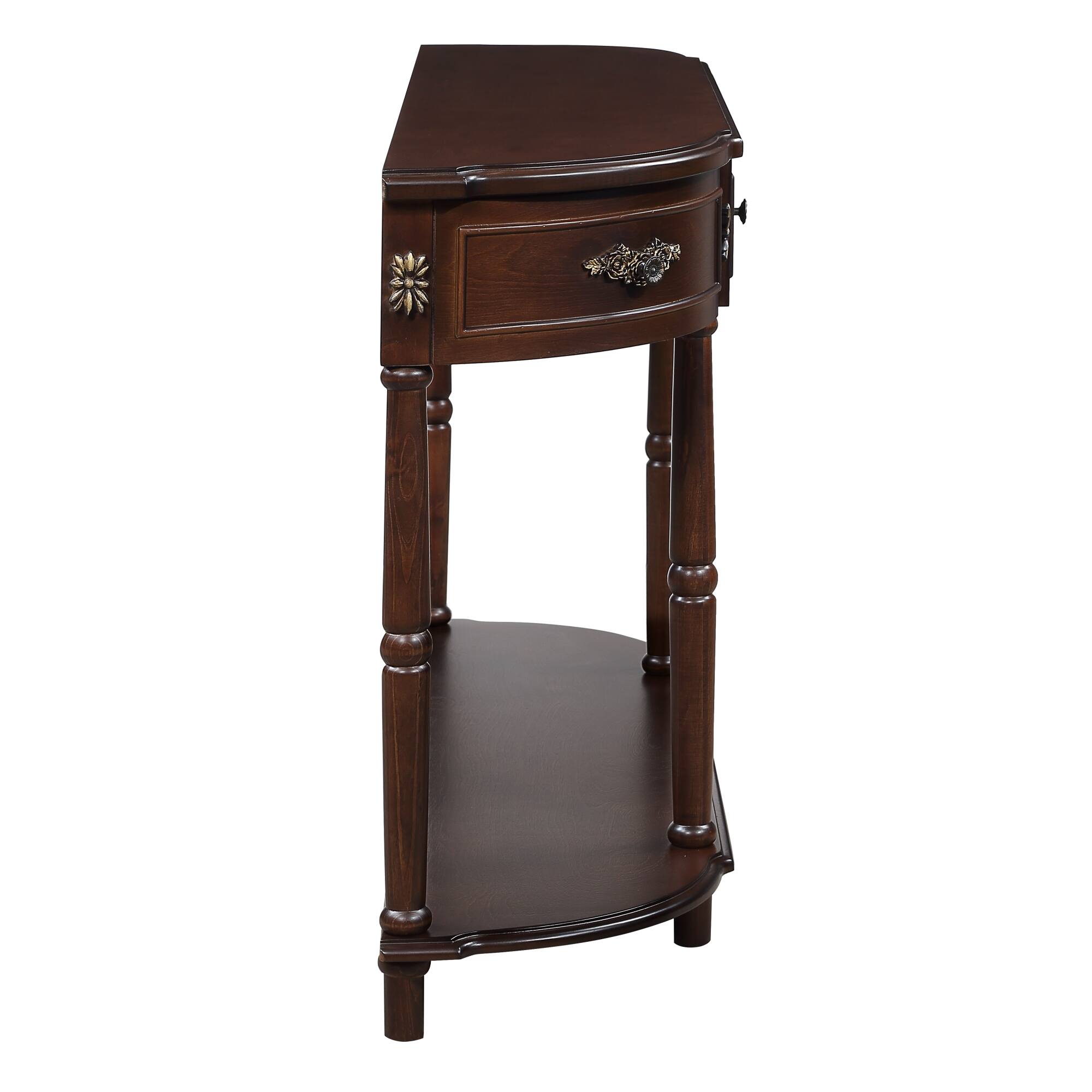 Alt View 6. GOODSILO - Retro Curved Wood Console Table with Open Shelf and Drawers Half Moon Sofa Table Solid Wood Entry Table - Espresso.