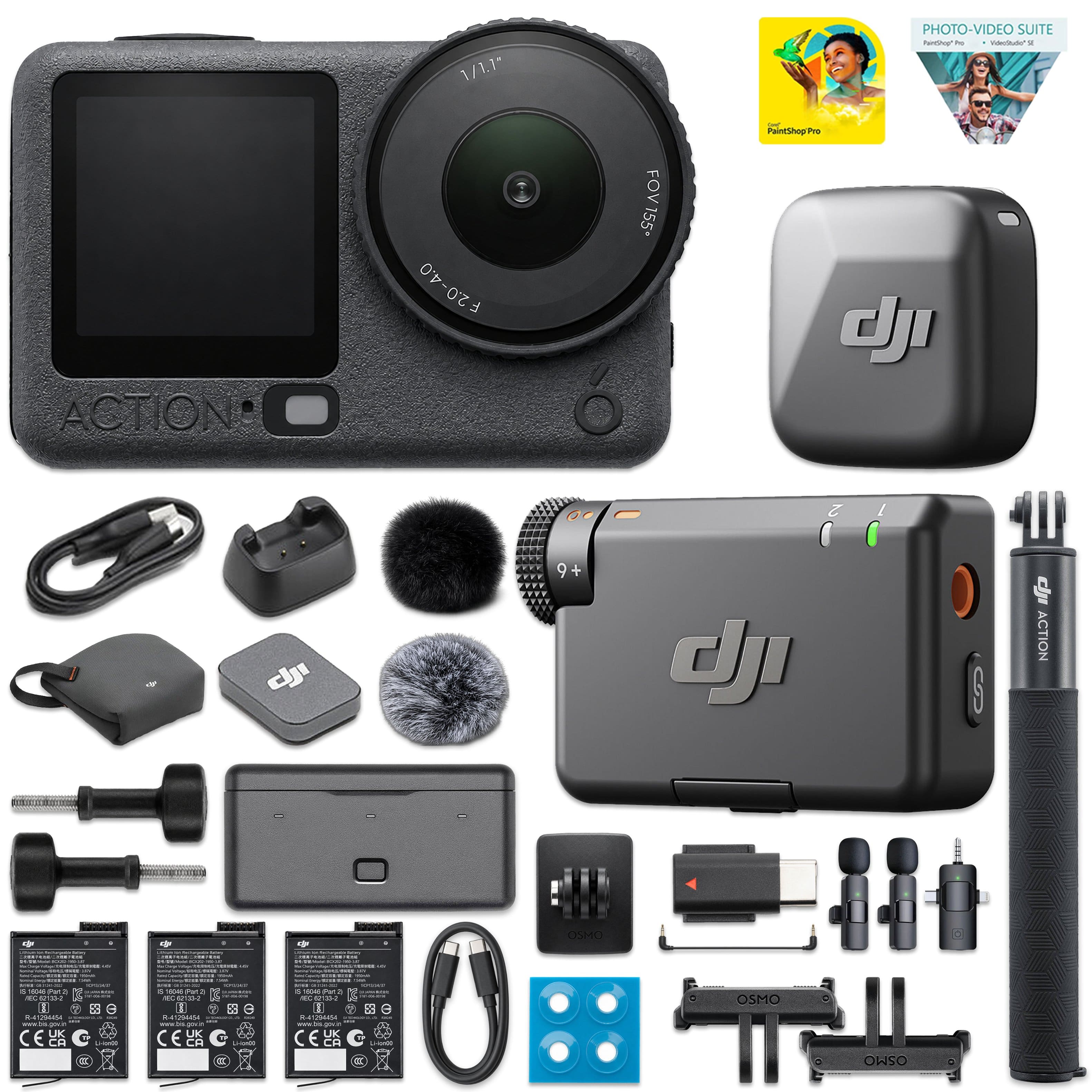 Bundle - Osmo Action 6 Adventure Combo & DJI Mic Mini Wireless System for Camera & Smartphone | 8K, 1/1.1" Sensor, Variable - Gray