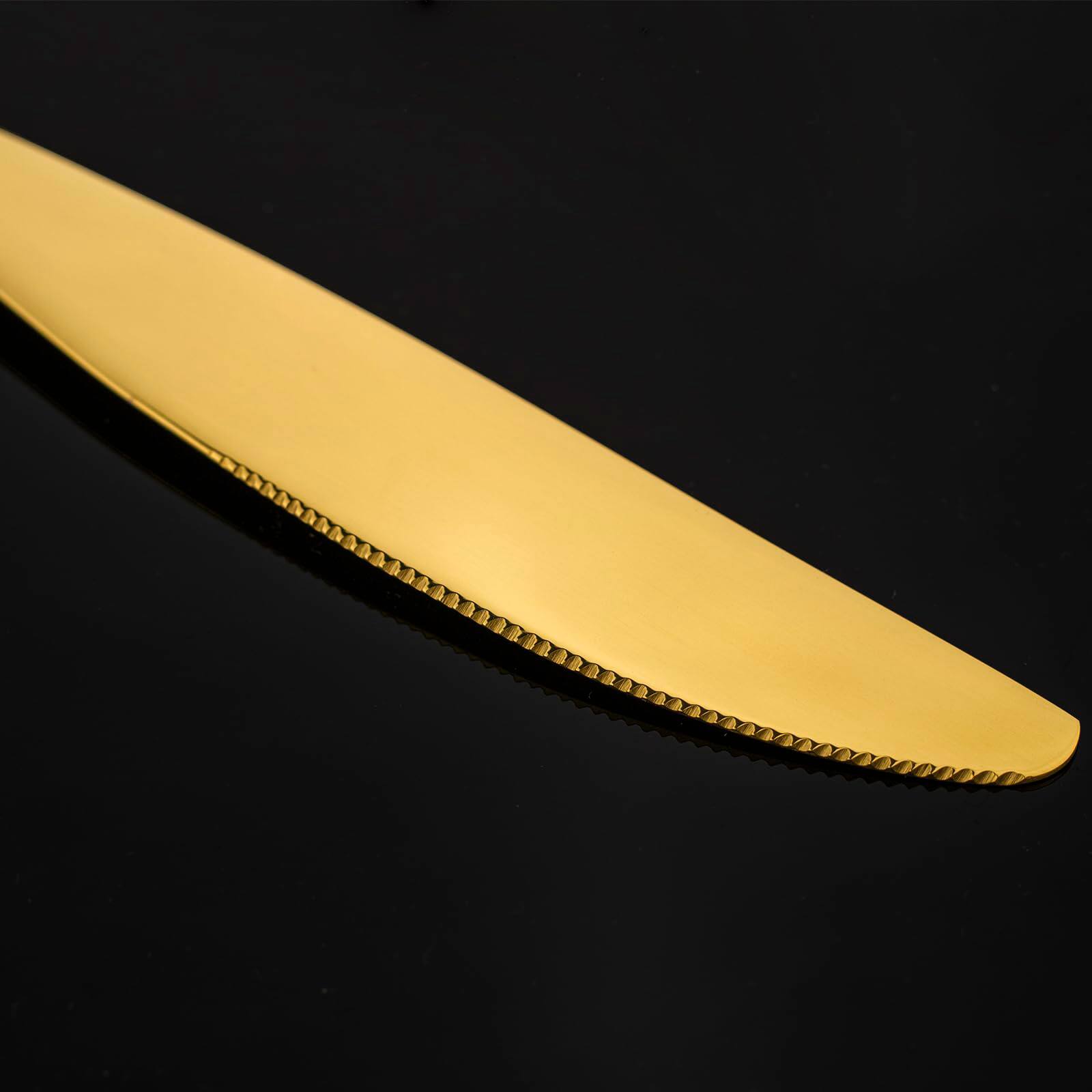 Back. Dazzed Corner - 20-Piece Stainless Steel Flatware Set, Cutlery Set, Silverware Set Service for 4 Dishwasher Safe - Gold.